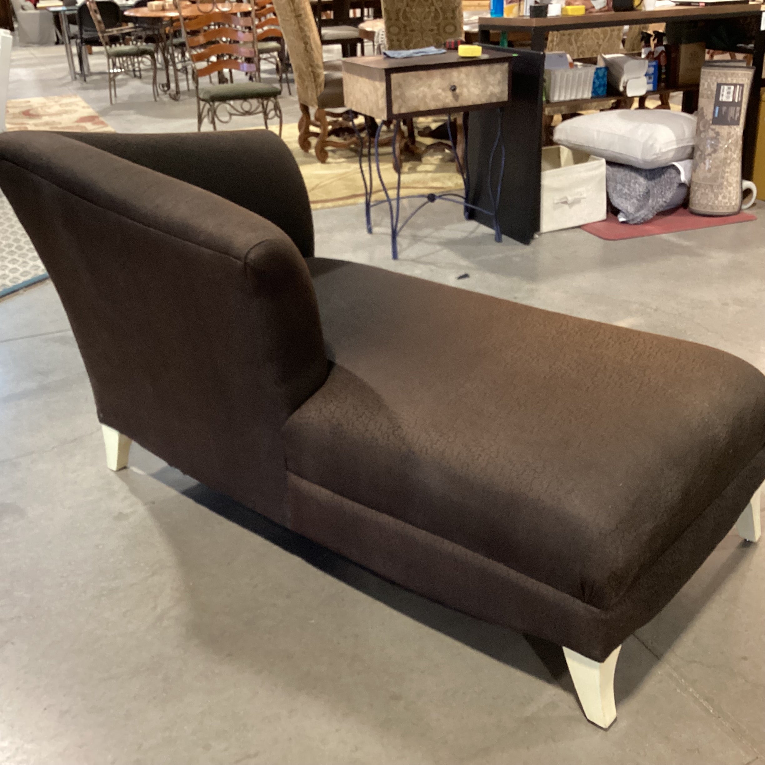Textured Brown Modern Chaise Lounge Sofa 62"x 35"x 36"