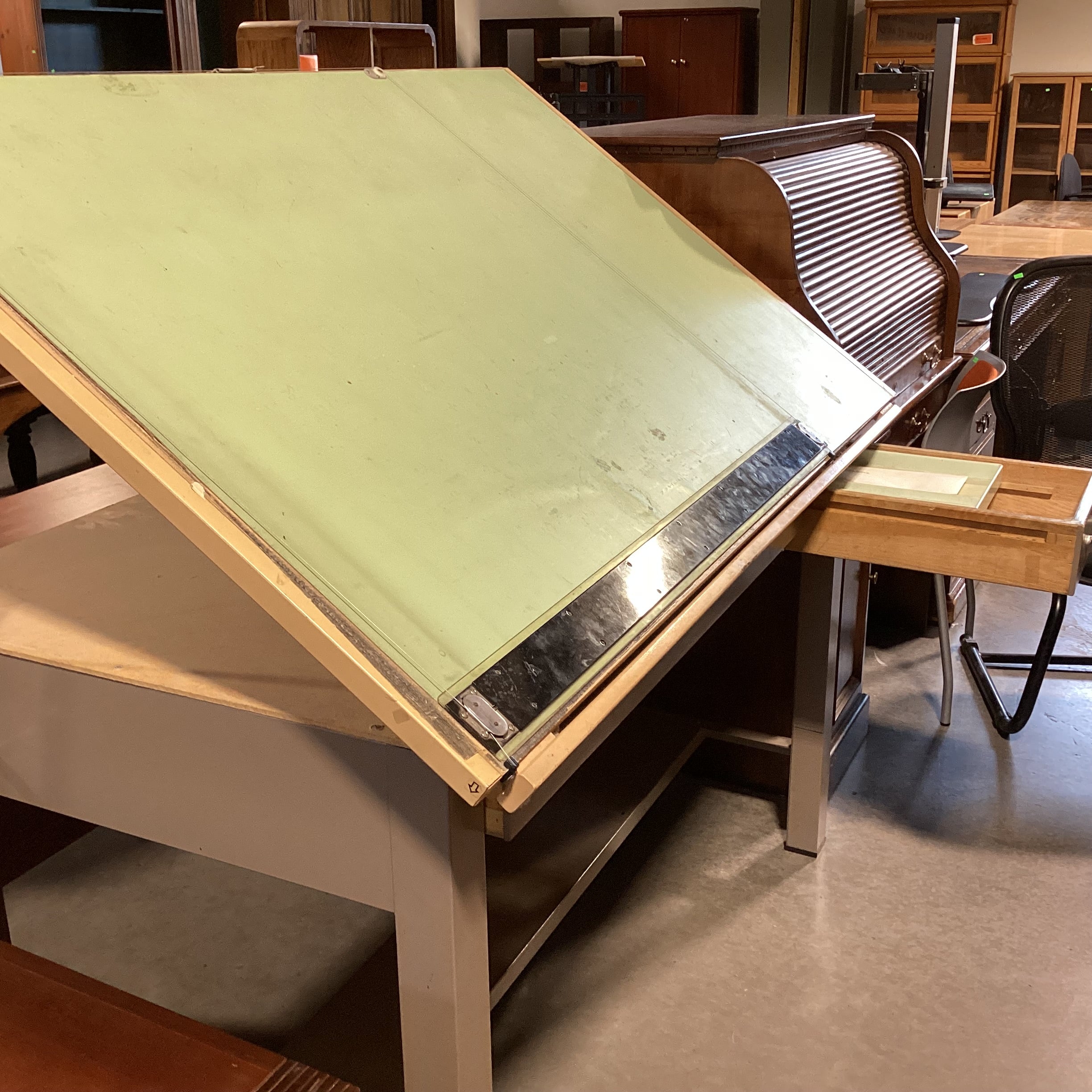 Wood & Metal Drafting Desk 60"x 38.5"x 36" to 58"