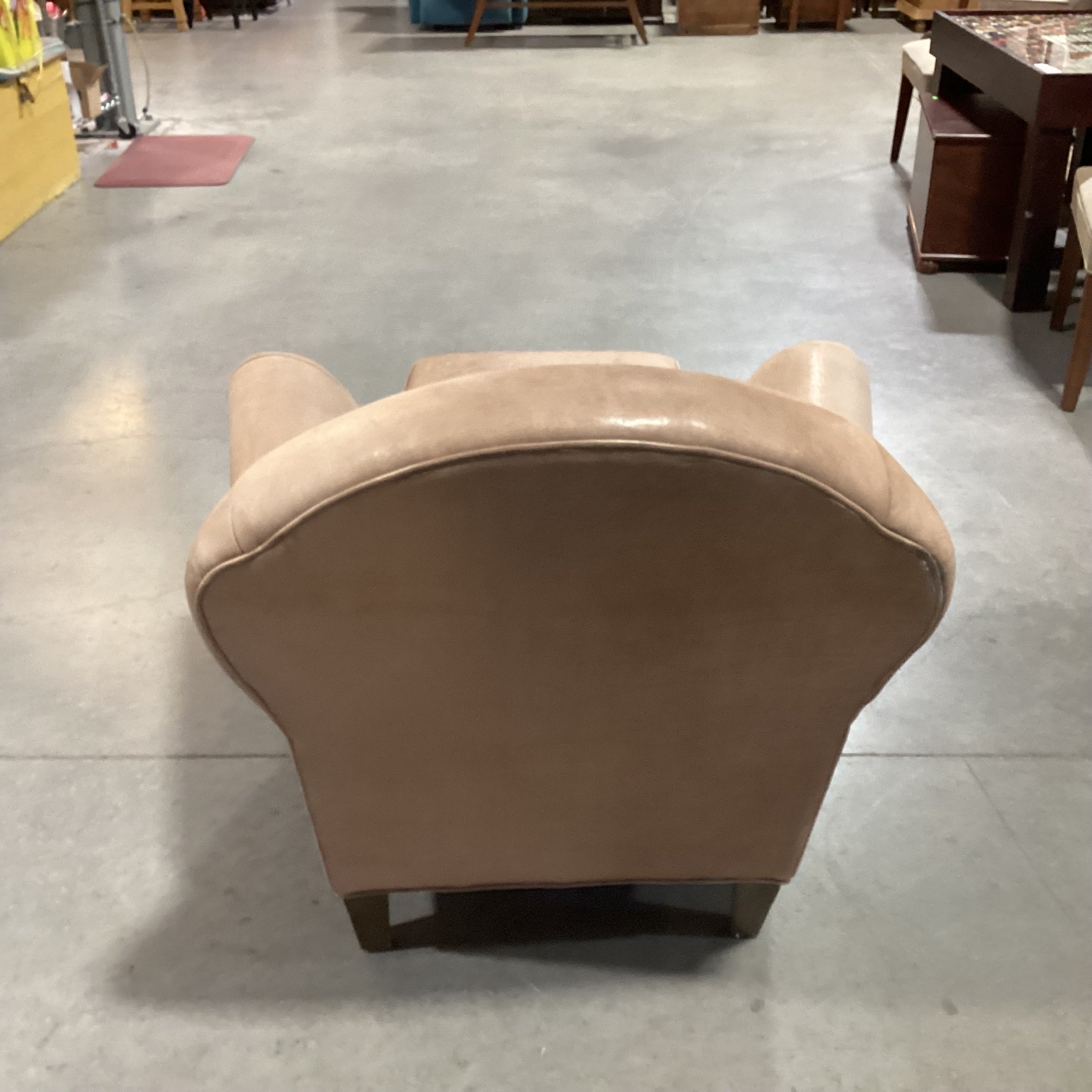 Tan Leather with Ottoman Club Chair 38"x 38"x 36"