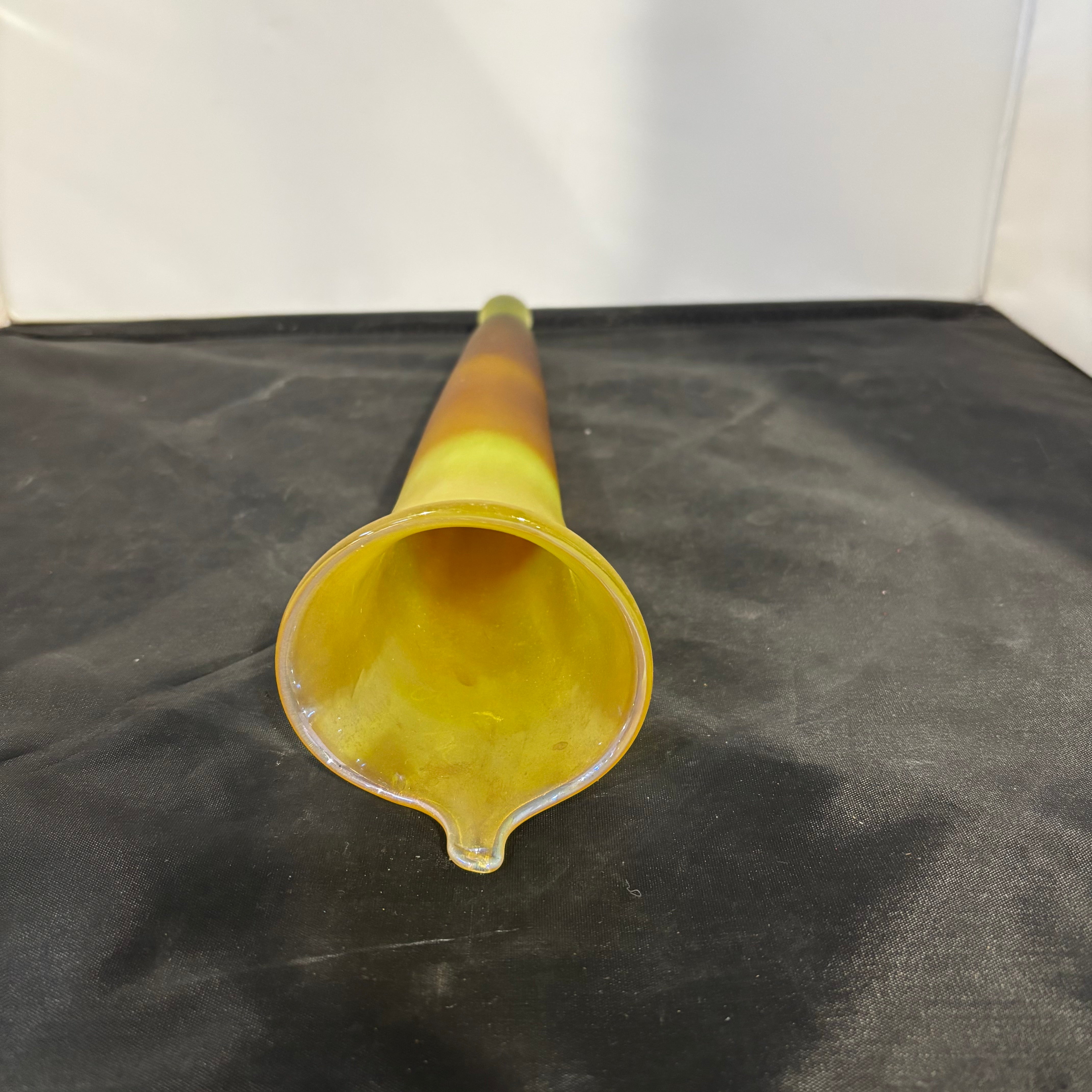 Vintage Amber Blown Glass Frosted Pocket Vase 3"x 16.5"