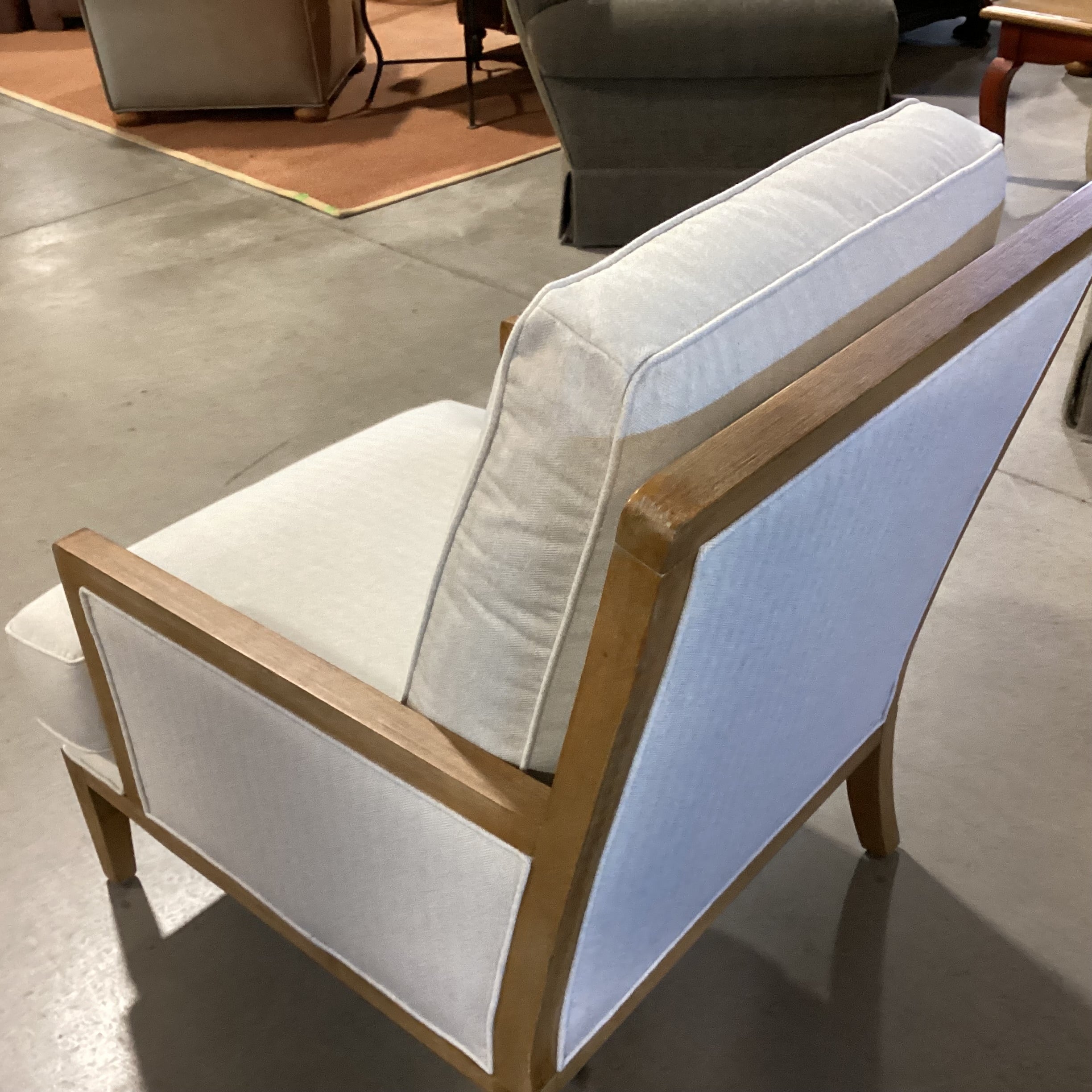 Living Style Furniture Cream Woven & Distressed Wood Chair 30"x 36"x 37"