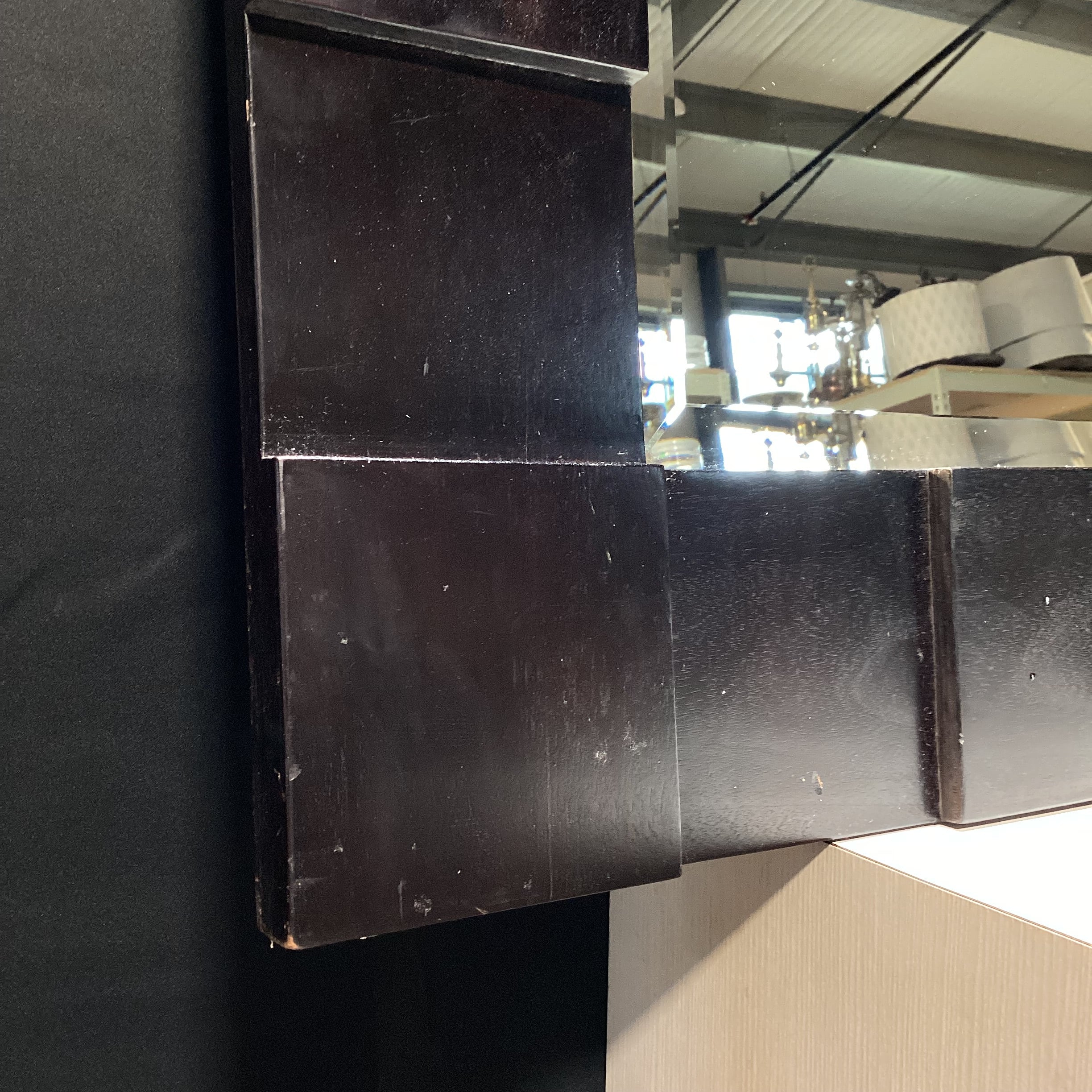 Modern Beveled Edge Geometric Dark Wood Mirror 35" x 45"