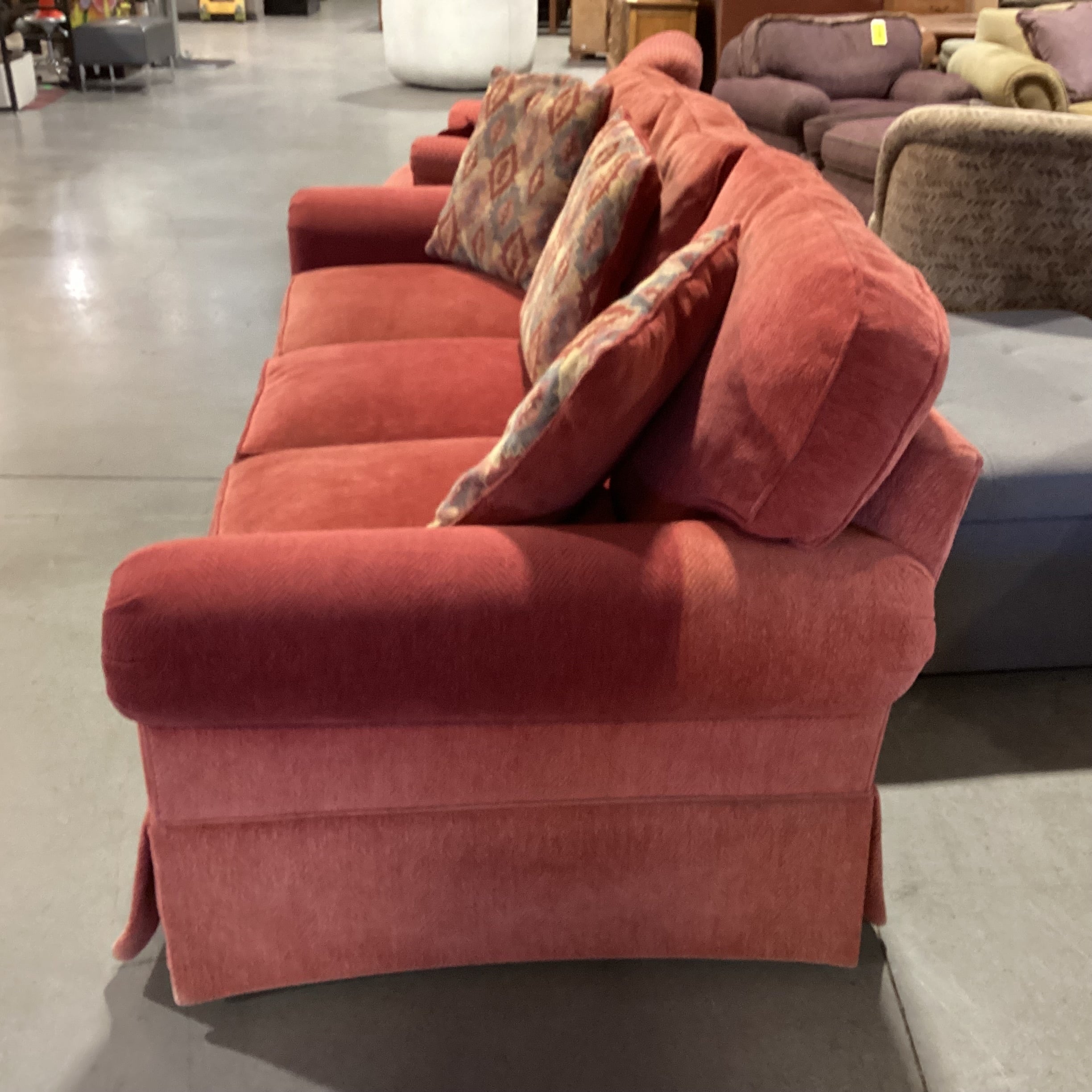Henredon Custom Folio Collection Red Woven Chenille Sofa 91"x 40"x 29"