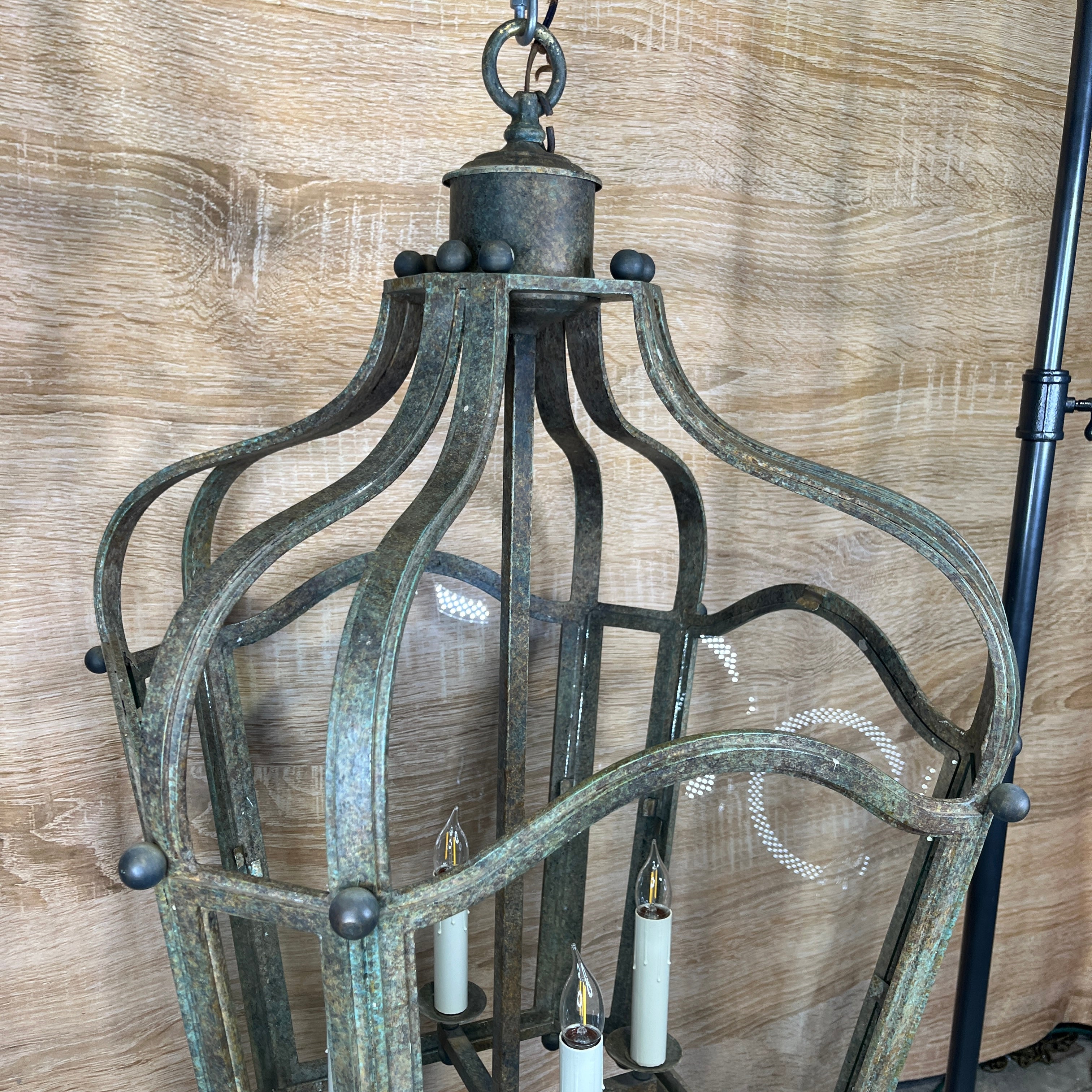 Dennis and Leen Navarre 4-Light Cast Iron and Brass Lantern Ceiling Pendant 23.5"x 23.5"x 40"