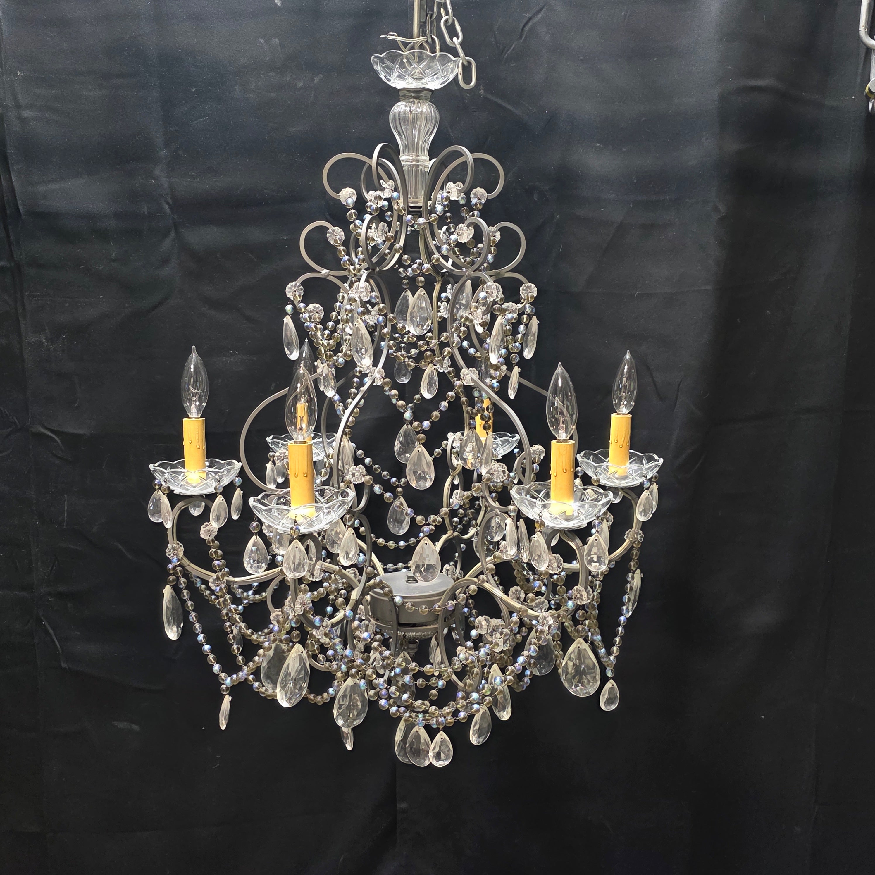 1950's Italian Glass Drop Chandelier 23.5"Dx33"