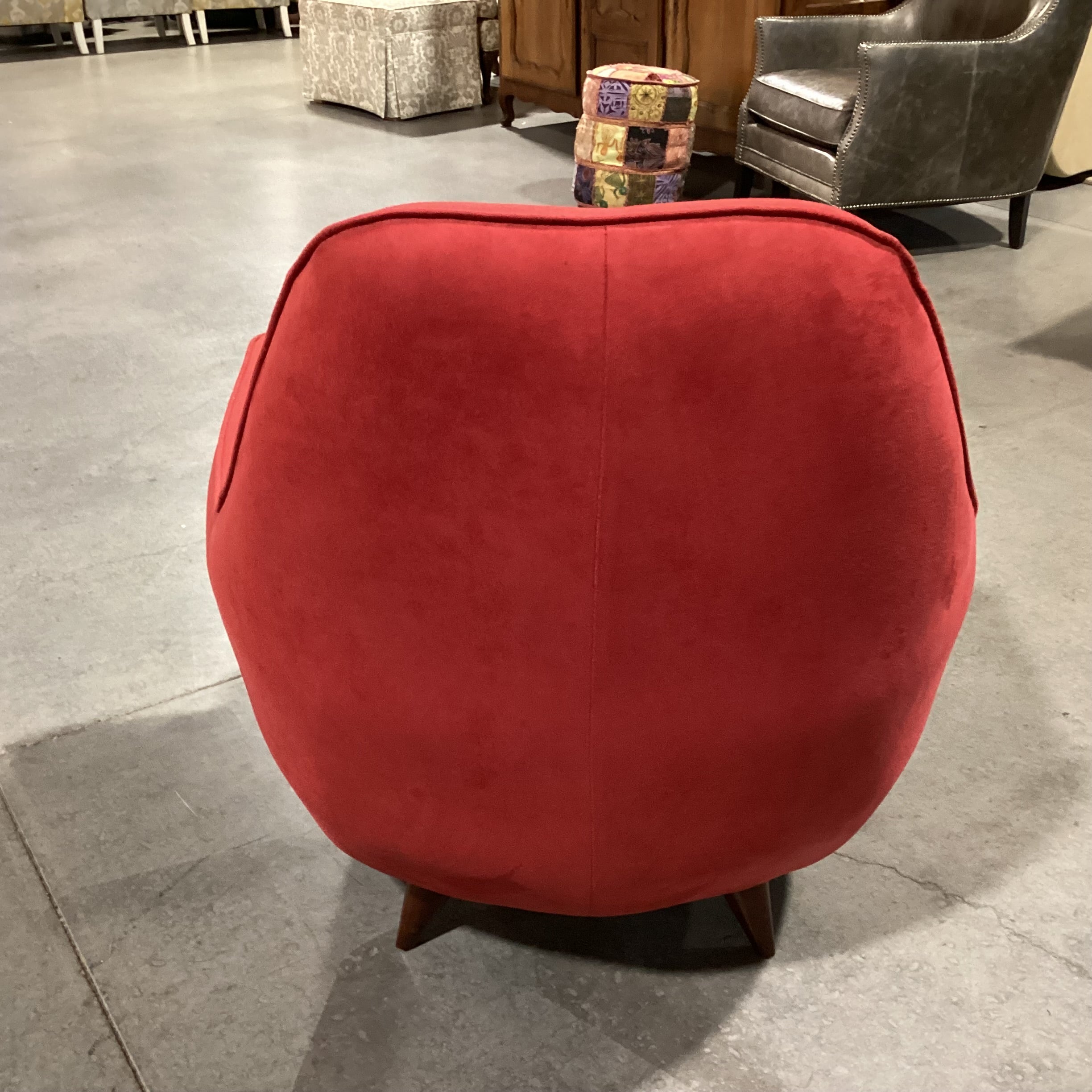 American Leather Furniture Mid Century Style Red Ultra Suede Chair 24"x 35"x 36"