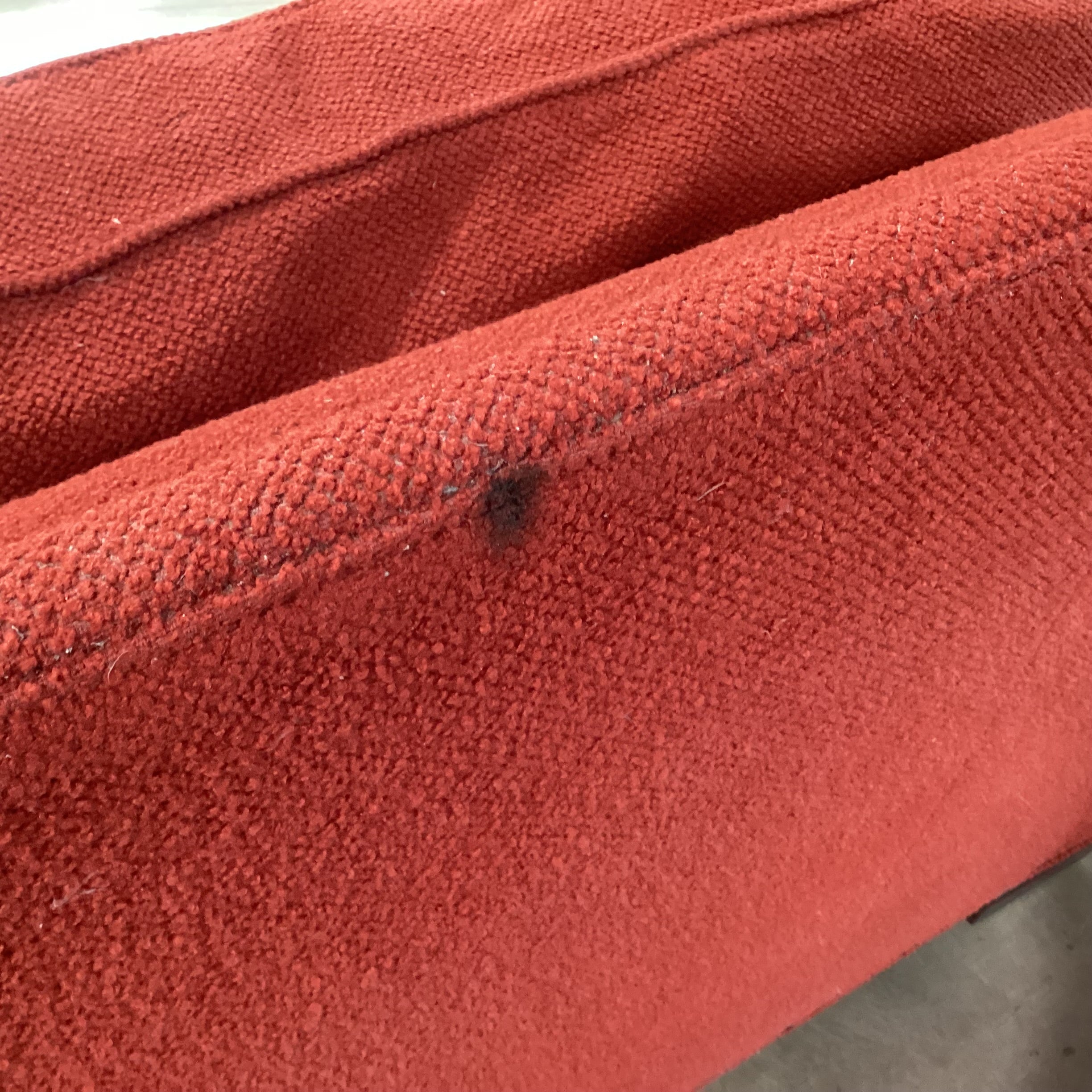 Stanford Furniture Red Boucle Nailhead Down Mix Sofa 90"x 41"x 37"