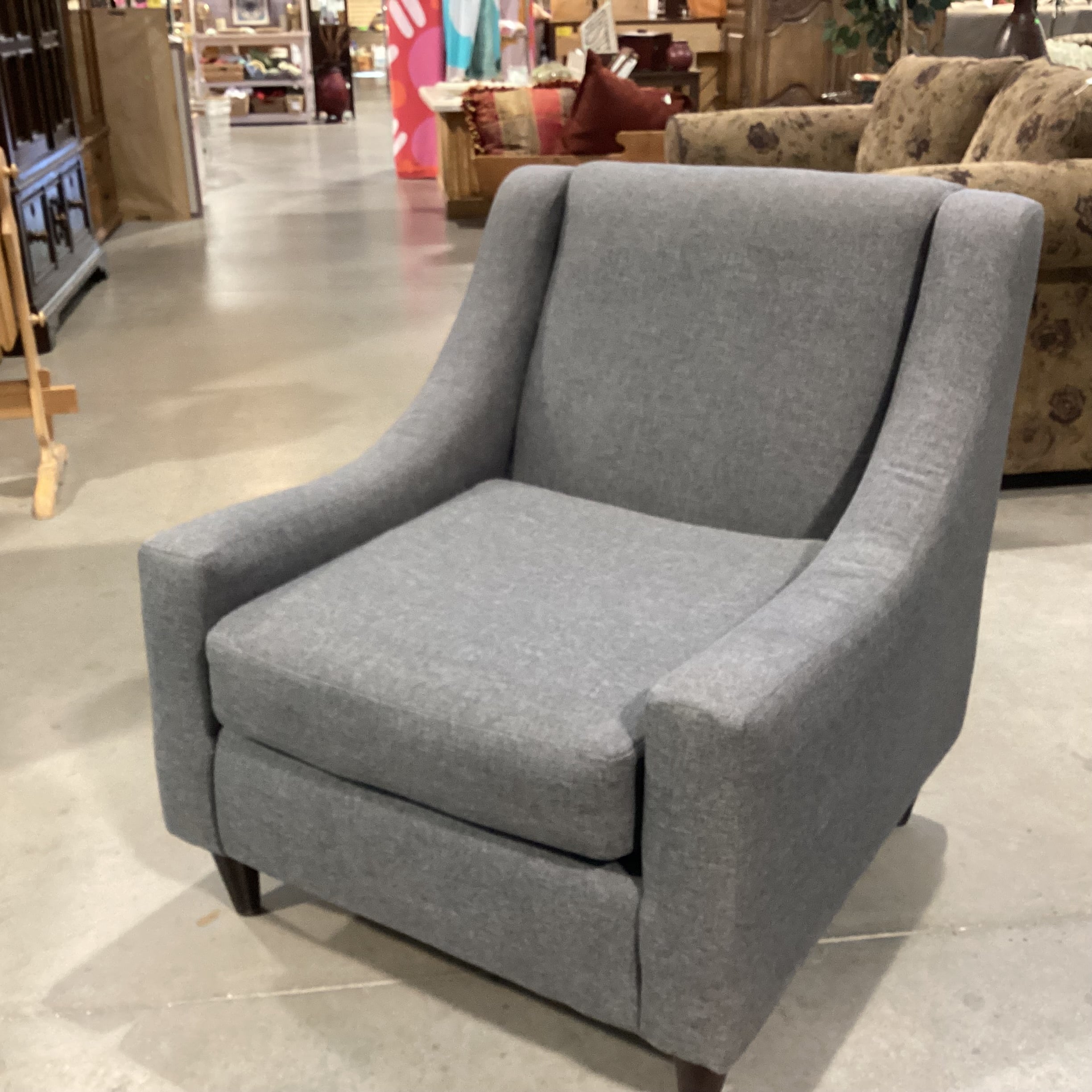 Fusion Furniture Charcoal Linen Slope Arm Chair 32"x 36"x 35"