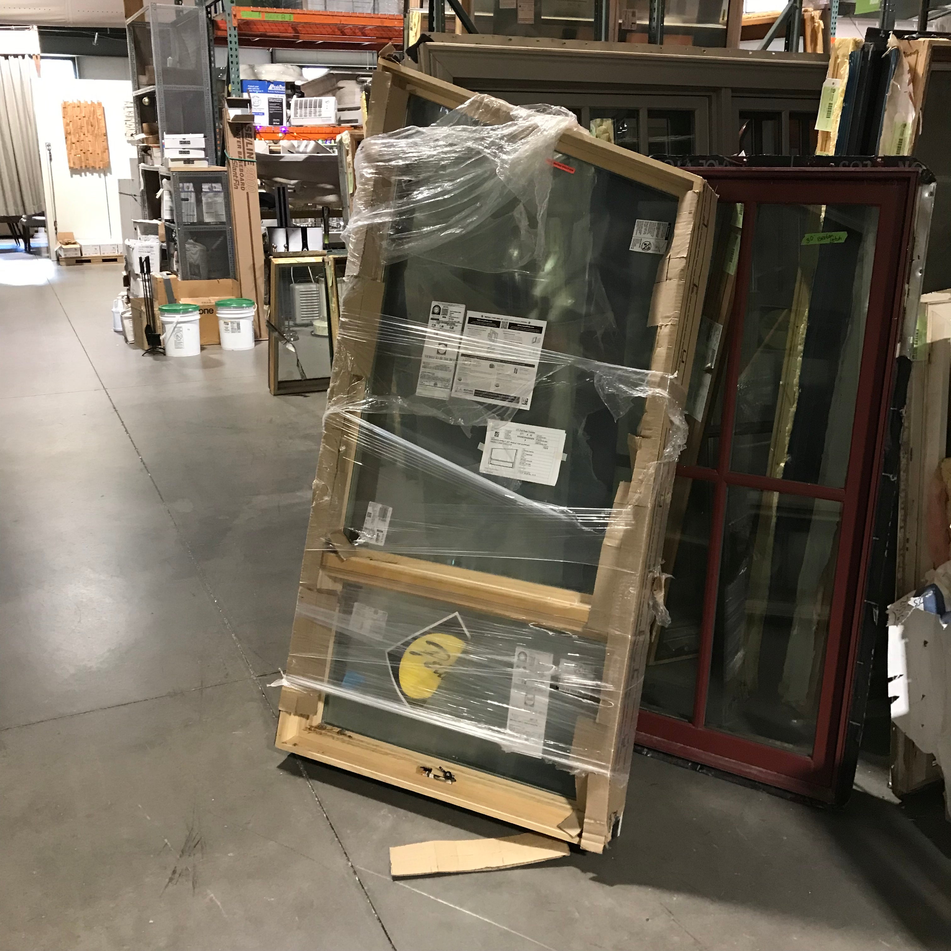 36"x 72.75"x 5" Rough Opening Pella Tan Metal Clad 2 Pane Upper FIXED Lower Canopy Single Casement Exterior Window