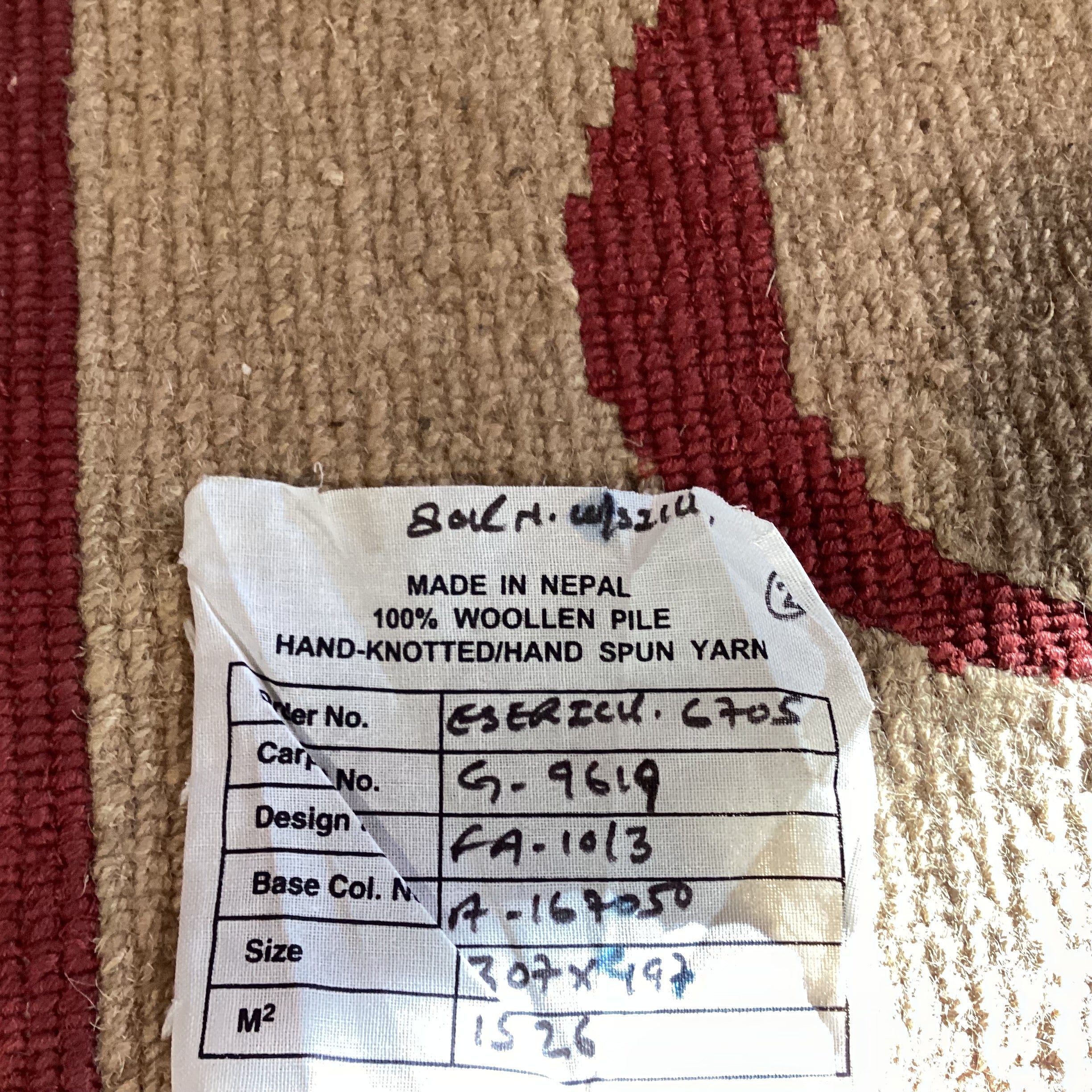 Gold with Burnt Orange Ribbon Hand Made in Nepal Hand Knotted Spun Wool Rug 10'1"x 16'3"