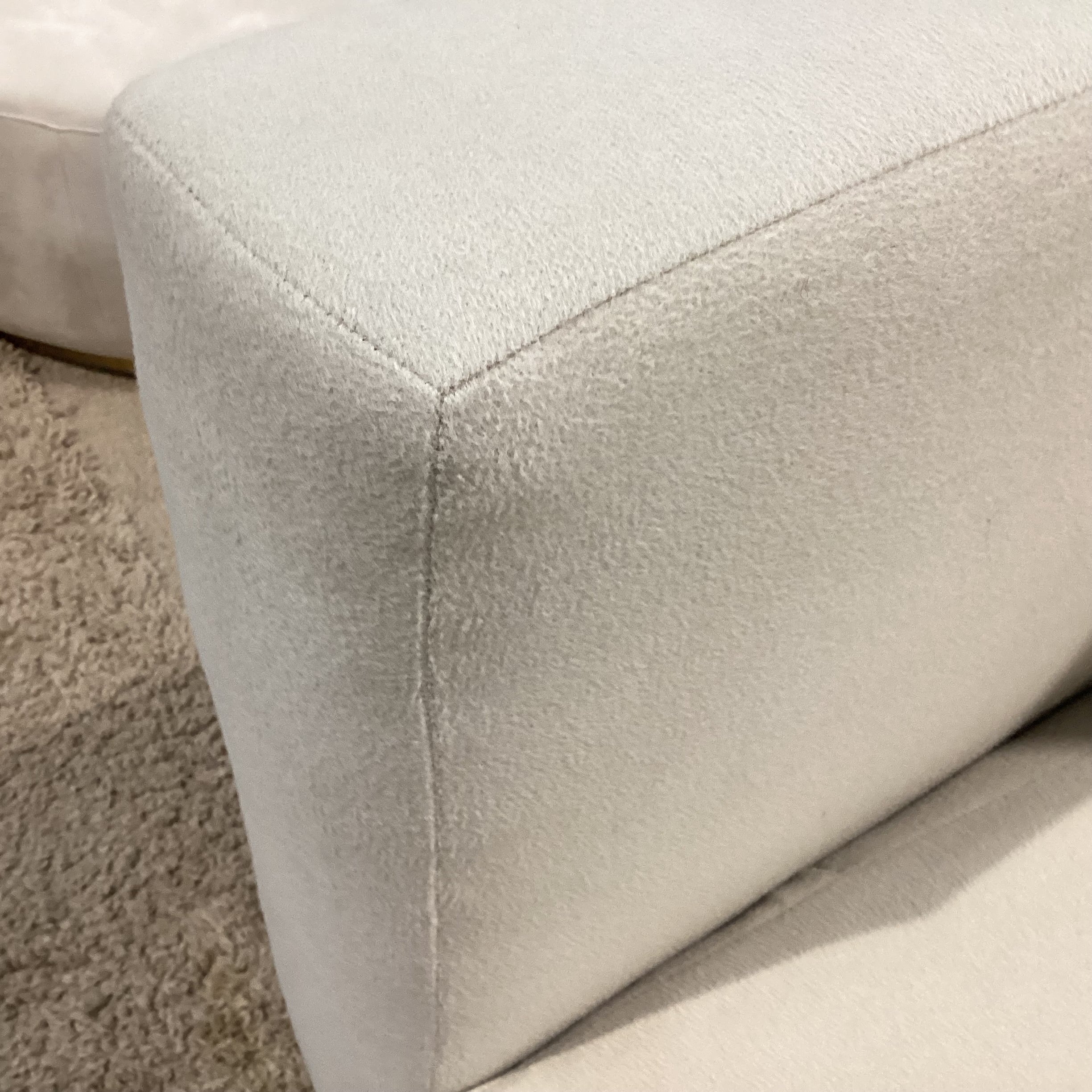 JJ Custom Dove Grey Wool Down Mix with Metallic Taupe &Ivory Accent Pillows Modern Chaise Sofa 76"x 48"x 33"
