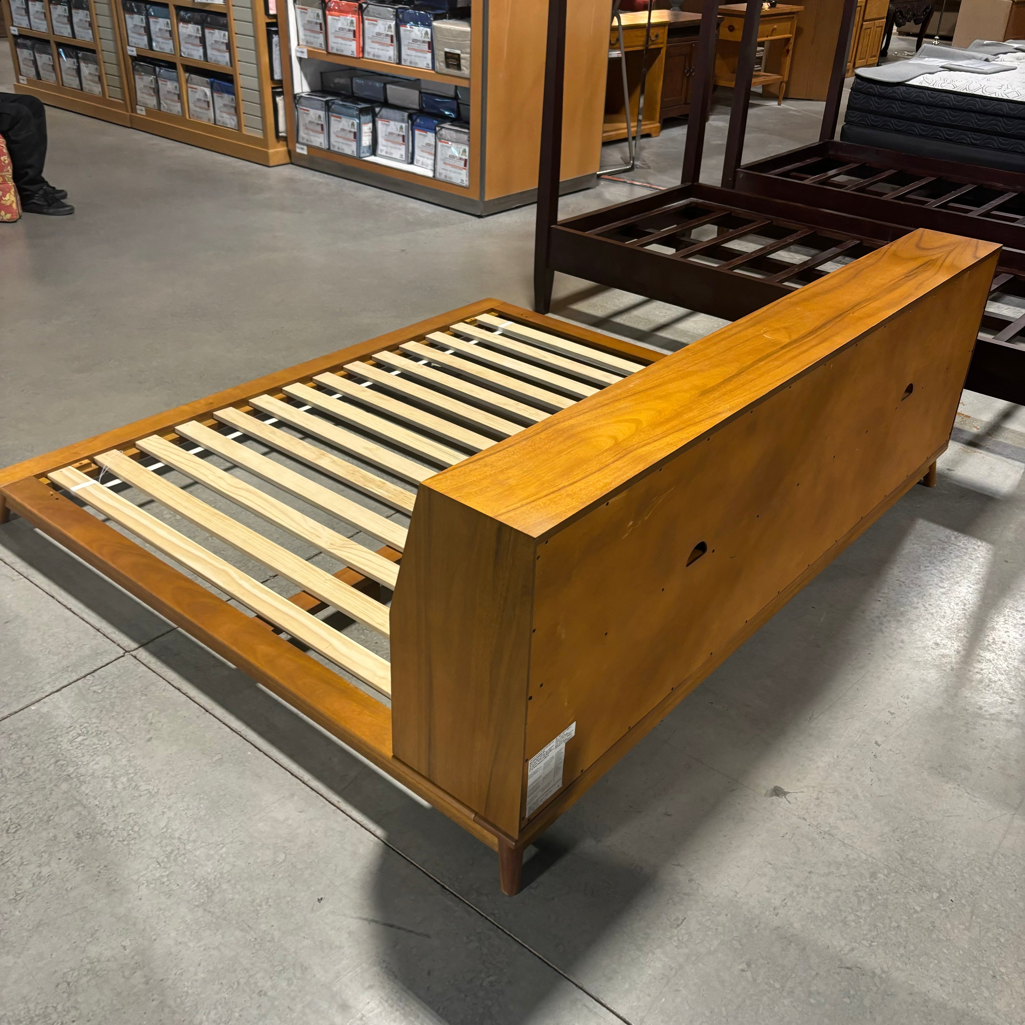 QUEEN William Sonoma Light Finish Wood with Storage Cubbies Day Bed 82"x 74"x 30"