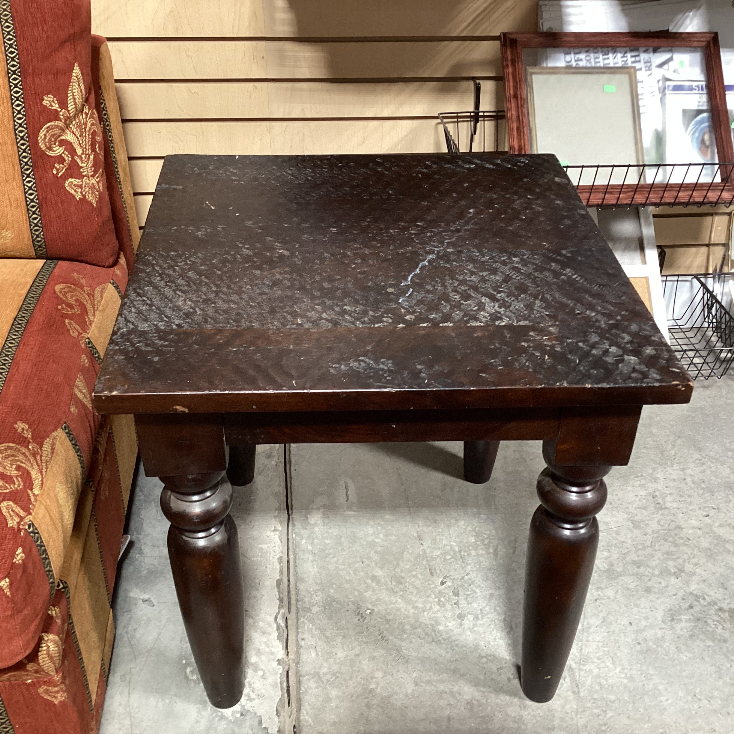 Solid Dark Finish Mango Wood with Textured Divets End Table 24"x 24"x 24.5"