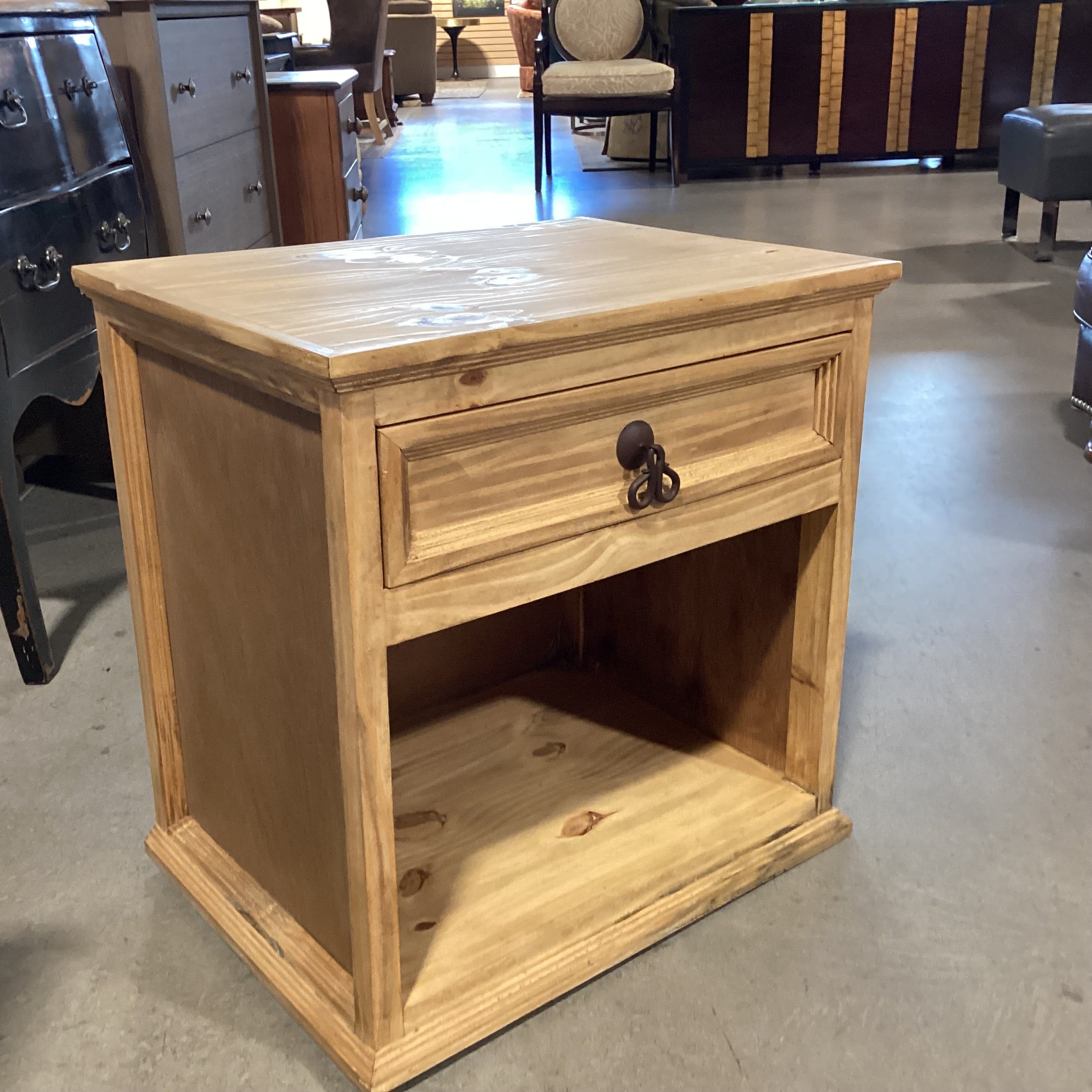 Rustic Pine 1 Drawer Open Cubby End Table 23.5"x 17.5"x 23.5"