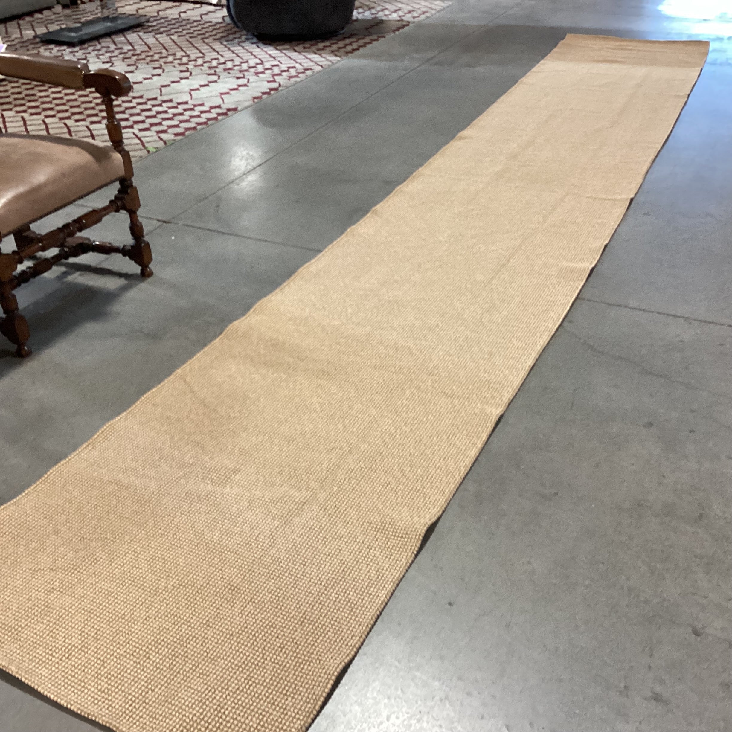 Tan Cotton Poly & Viscose Woven Runner Rug 3'x 17'7"