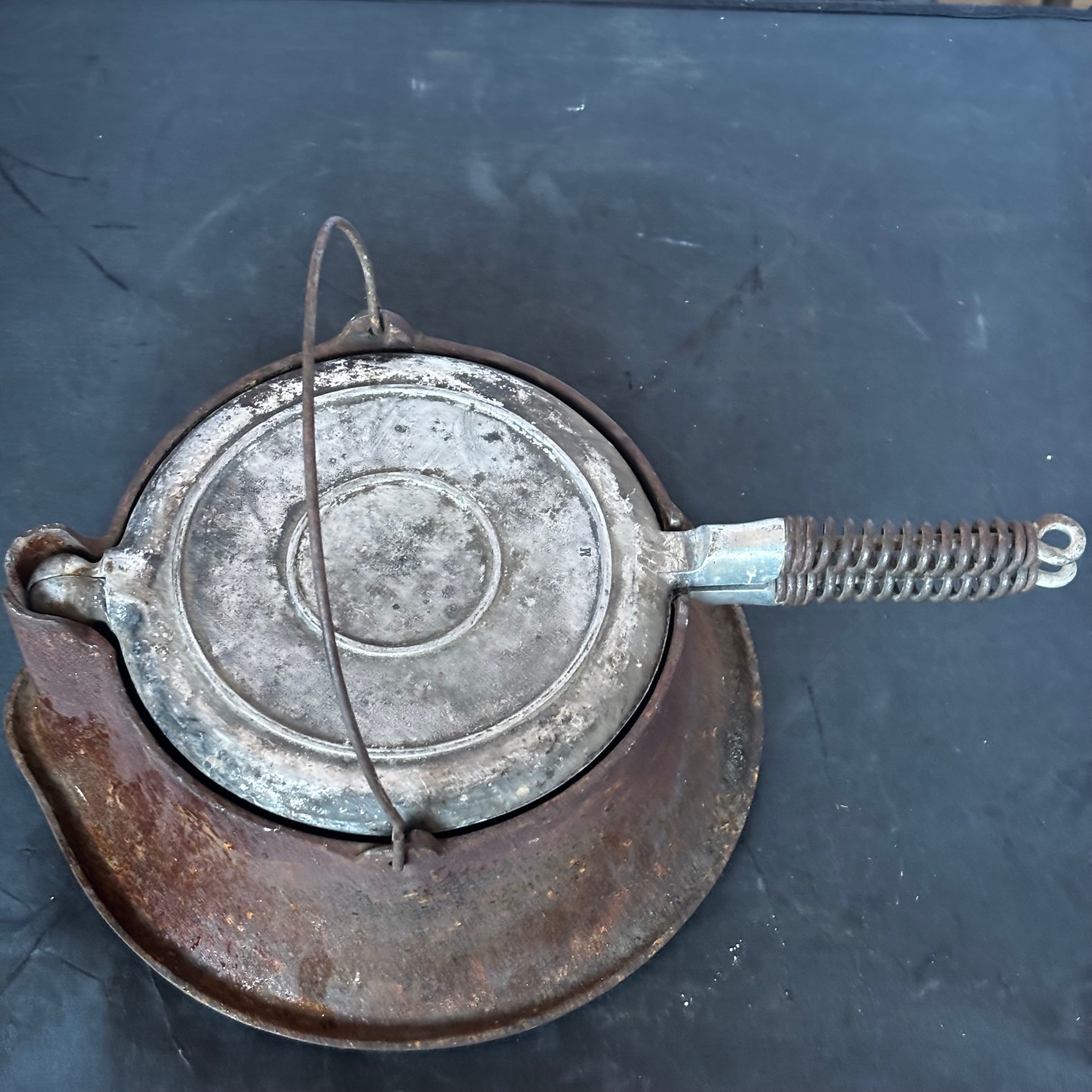 Antique Cast Iron Wagner Ware Waffle Iron, 15" x 5"