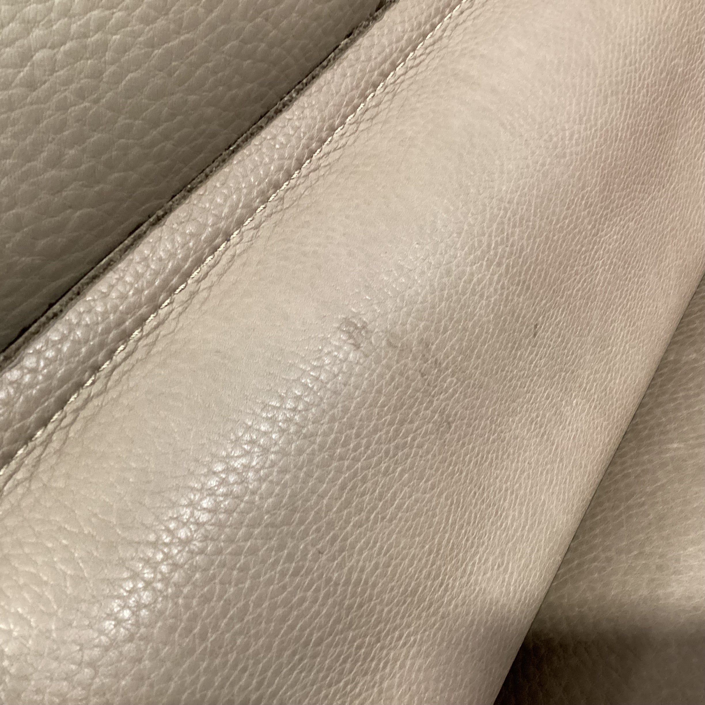 Scan Design Made in Italy Taupe Leather with Reverse Seam Modern Chair 41"x 36"x 29"