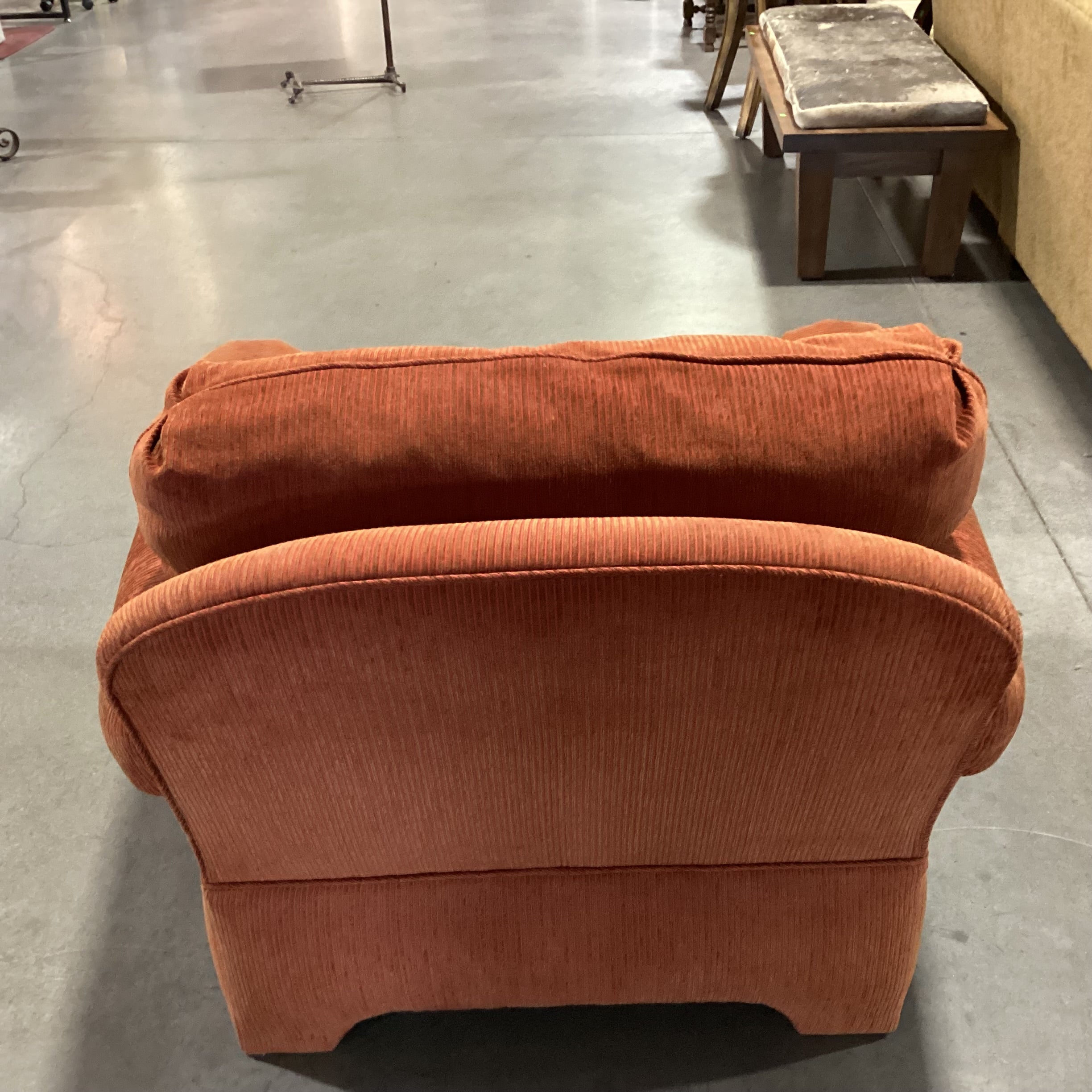 Red Orange Ribbed Textured Woven Down Mix Chair 37"x 39"x 30"