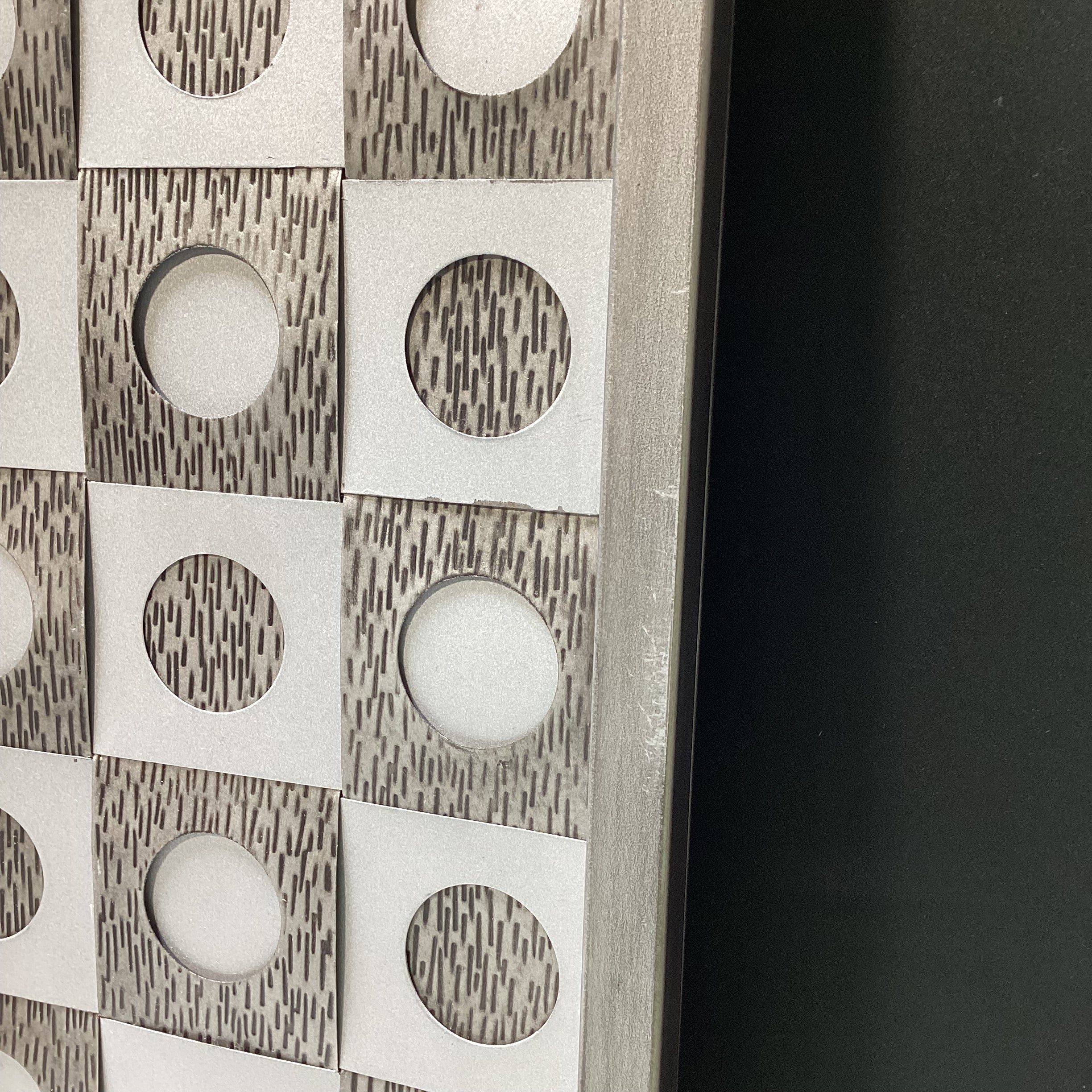 MCM Inspired Silver Geometric Wall Mirror 31" x 31"