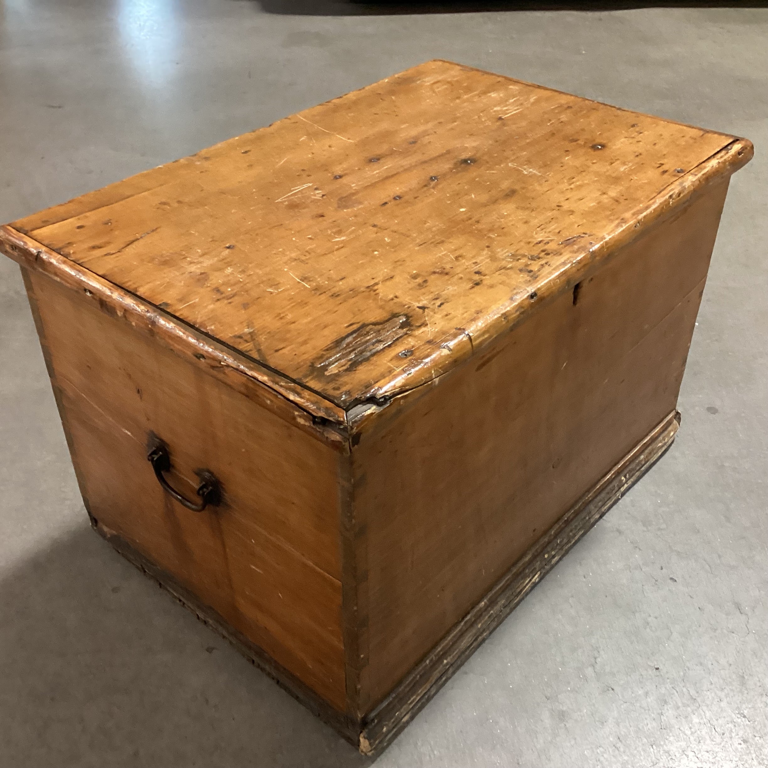 Antique Wood with Iron Handles Small Trunk 27"x 18"x 17"