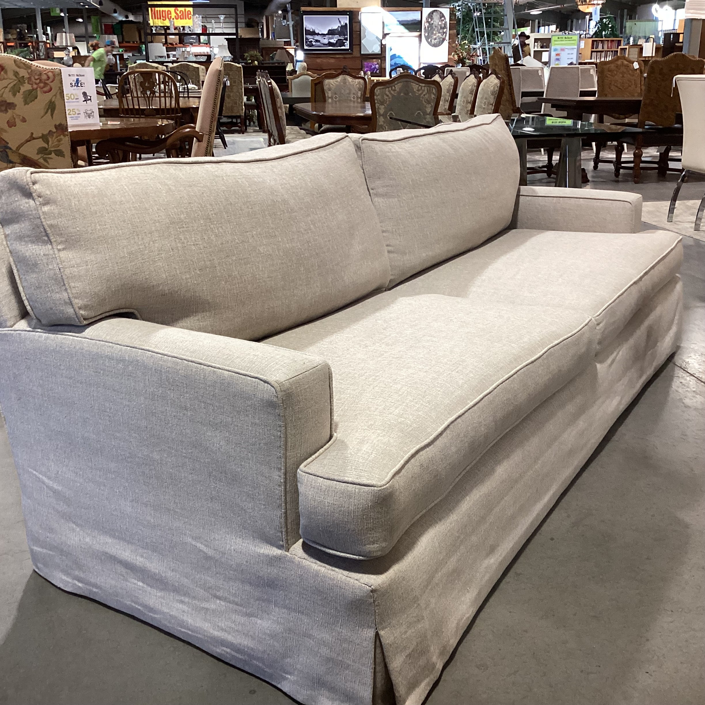 Barclay Buttera Home Los Angeles Oatmeal Heavy Texture Down Mix Custom Sofa 98"x 41"x 32"