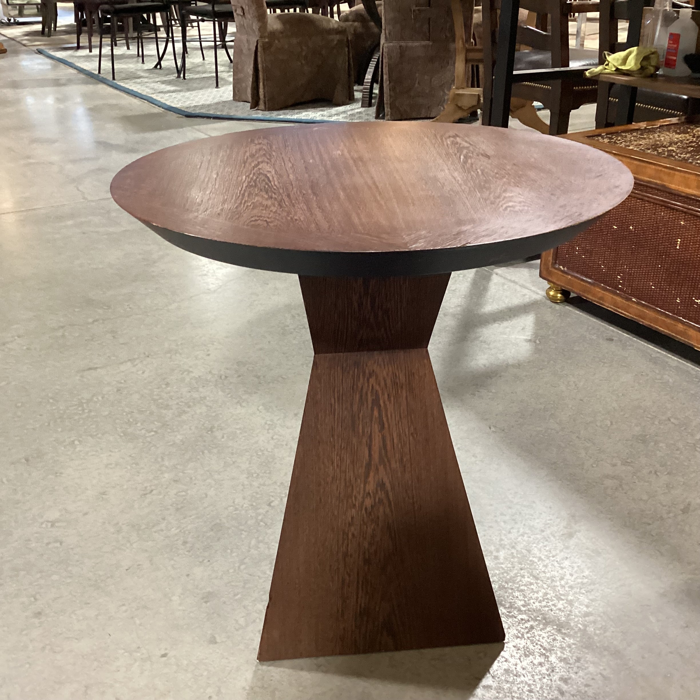 Christian Liaigre for Holly Hunt Geometric Wood Veneer Accent Table 23.5" Diameter x 26"