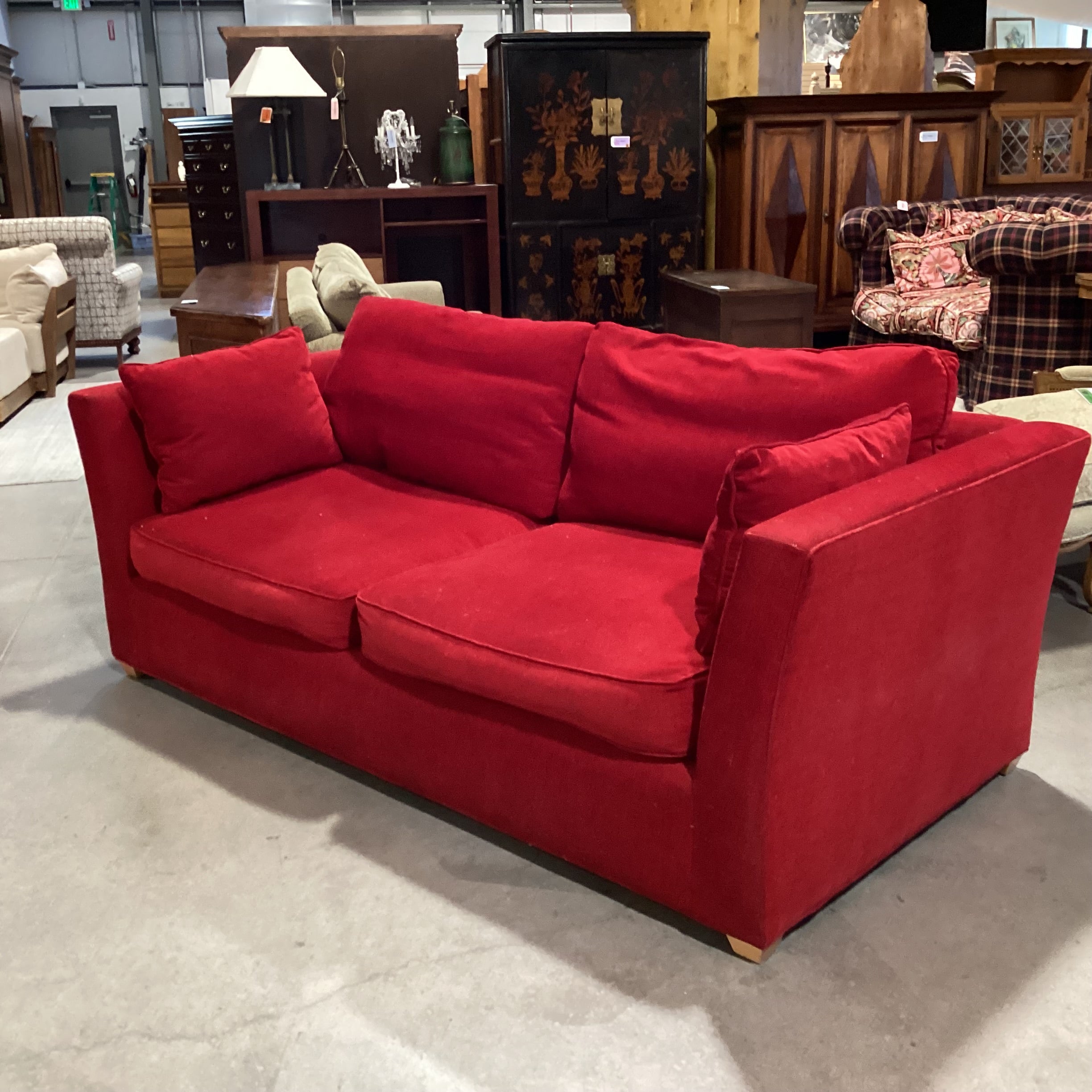 Red Woven & Down Mix Sofa 88"x 41"x 31"