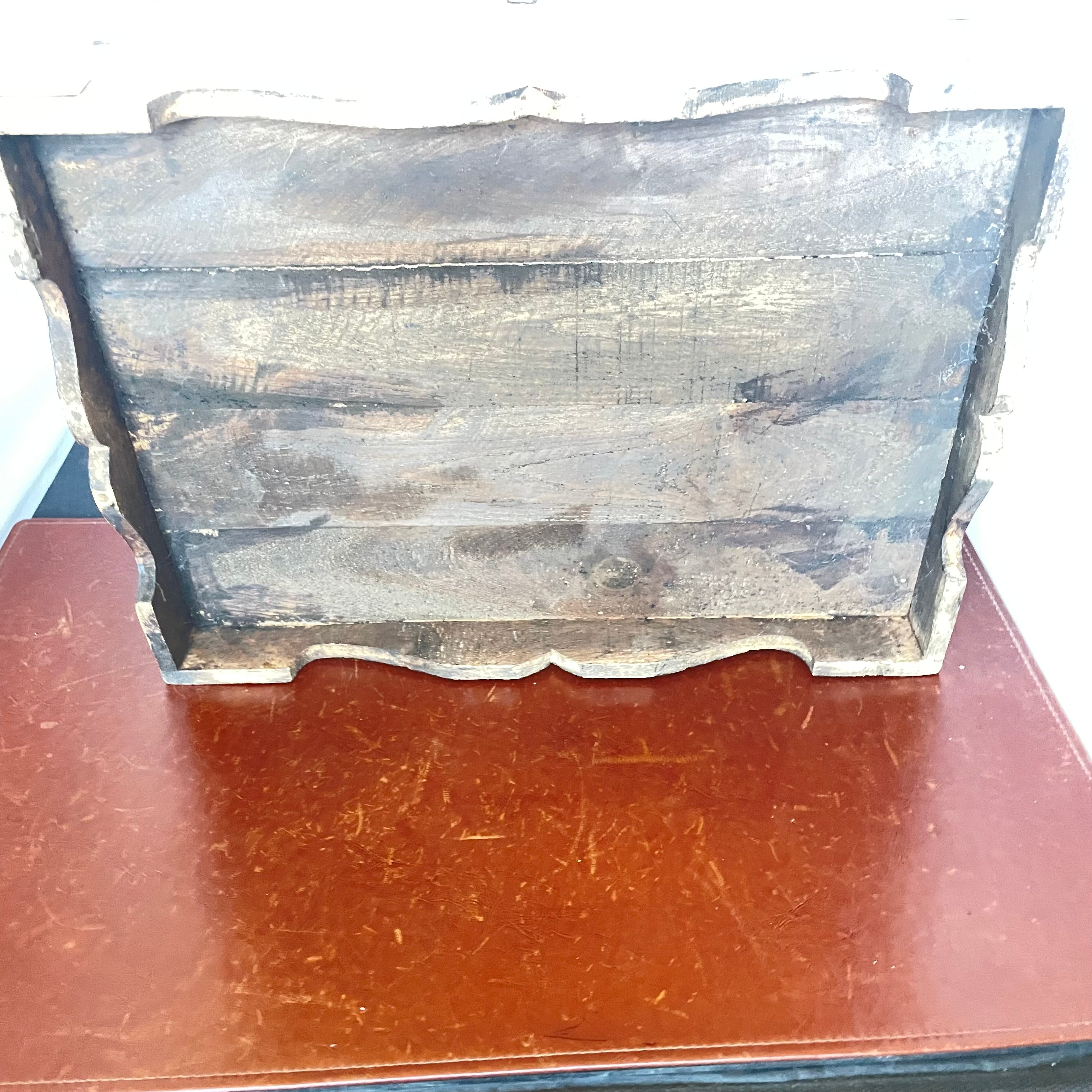 Antique Handcrafted Wood with Brass Hardware Campaign Chest, 16"x 11.25"x 10"