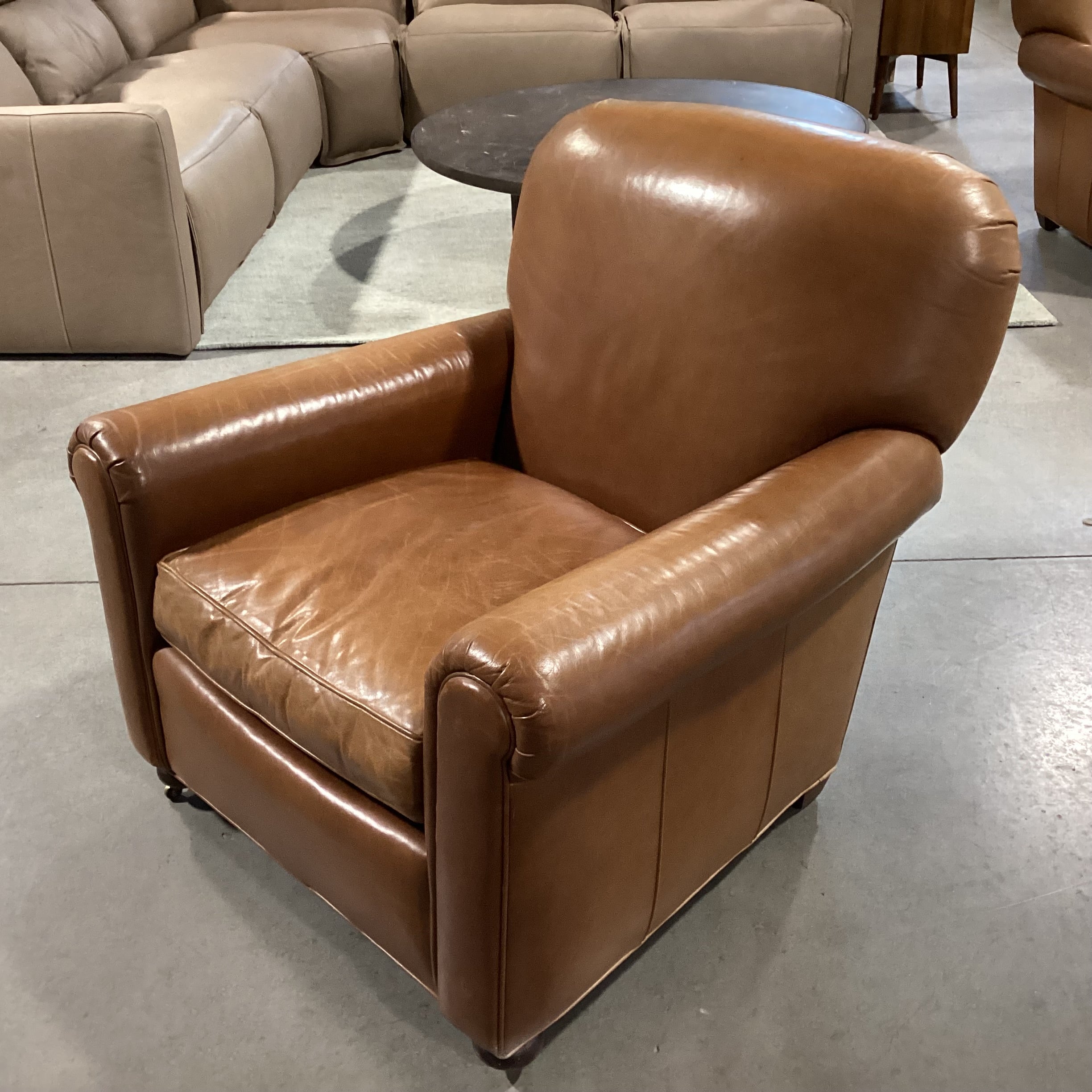 Lee Industries Leather with Front Casters Club Chair 36"x 38"x 35"