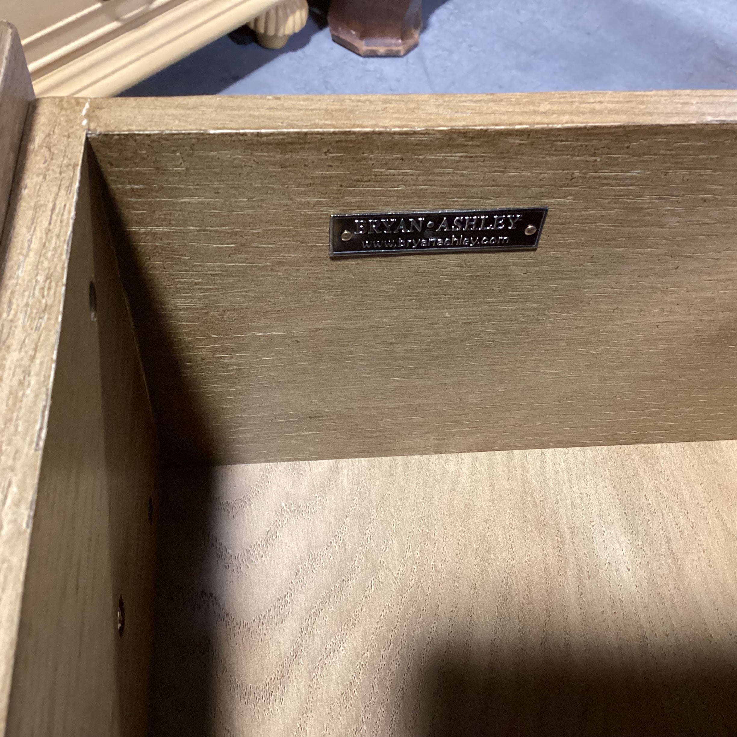 Bryan Ashley Light Finish Oak With Nickel & Leather Pulls 3 Drawer Nightstand 27"x 19.5"x 30"