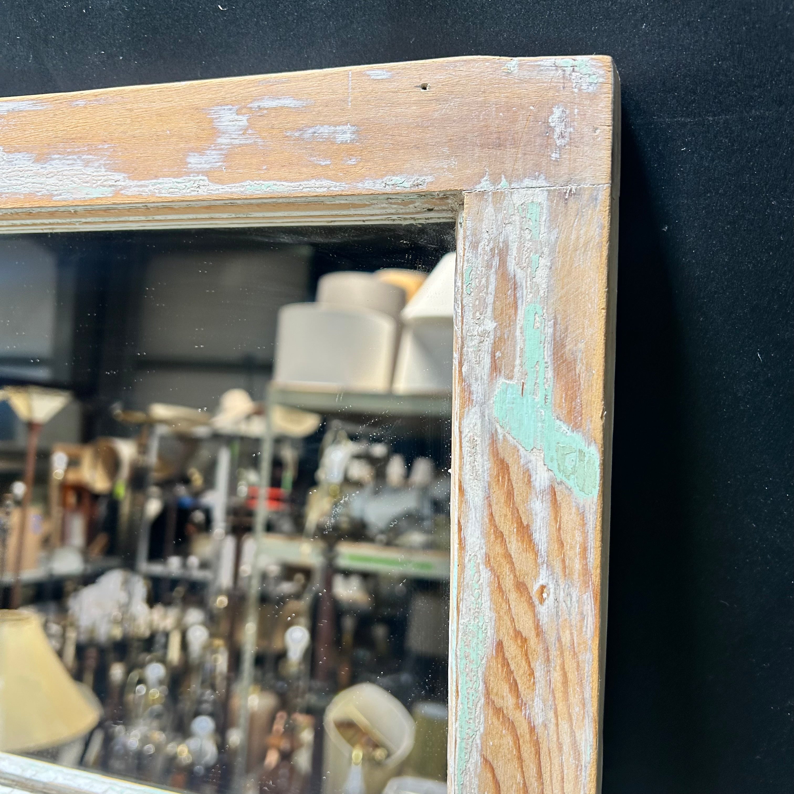 6 Panel Distressed Wood Mirror 28.5"x 31"