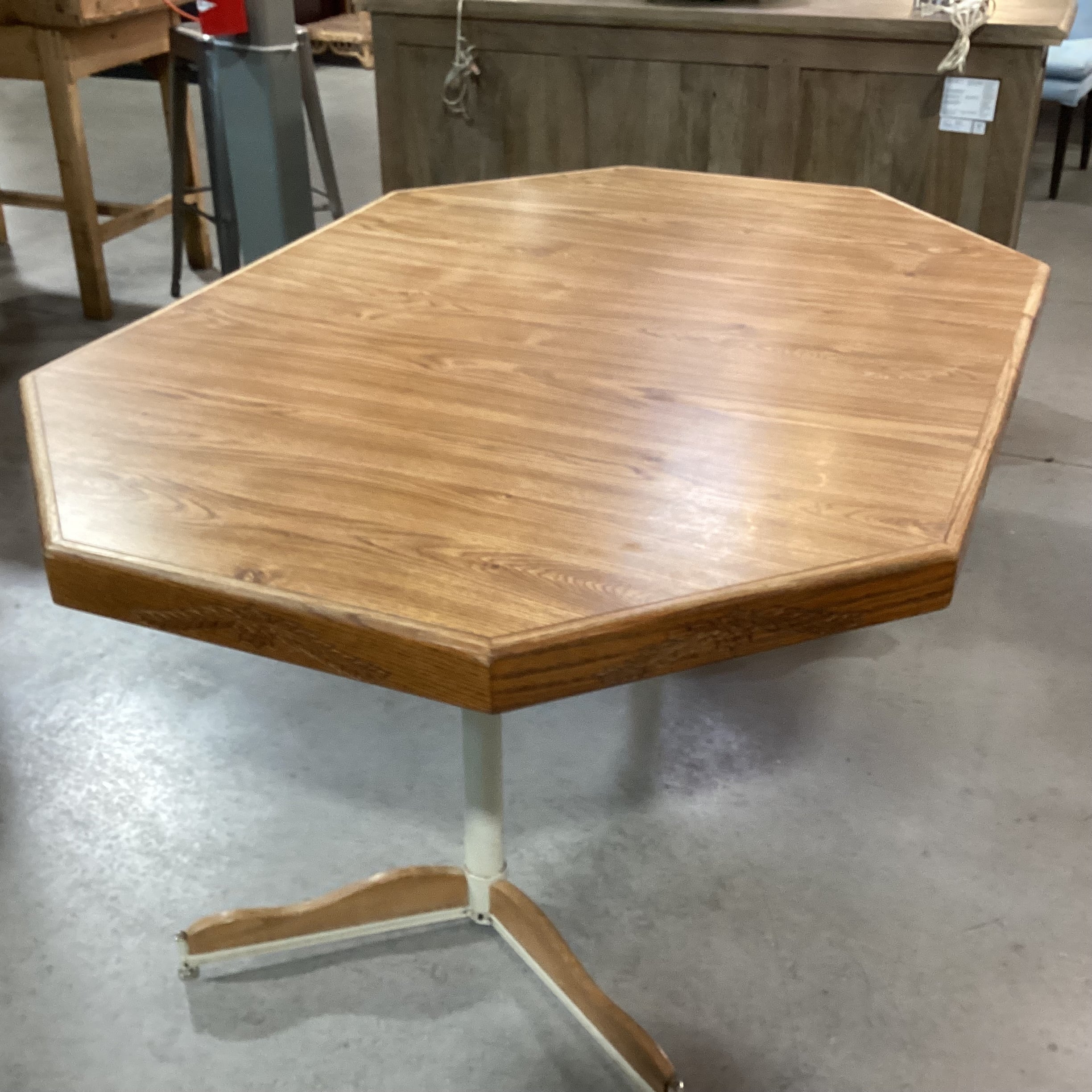 Vintage Wood Style Laminate Wood &Metal 1 Leaf Dining Table 60"x 42"x 29"