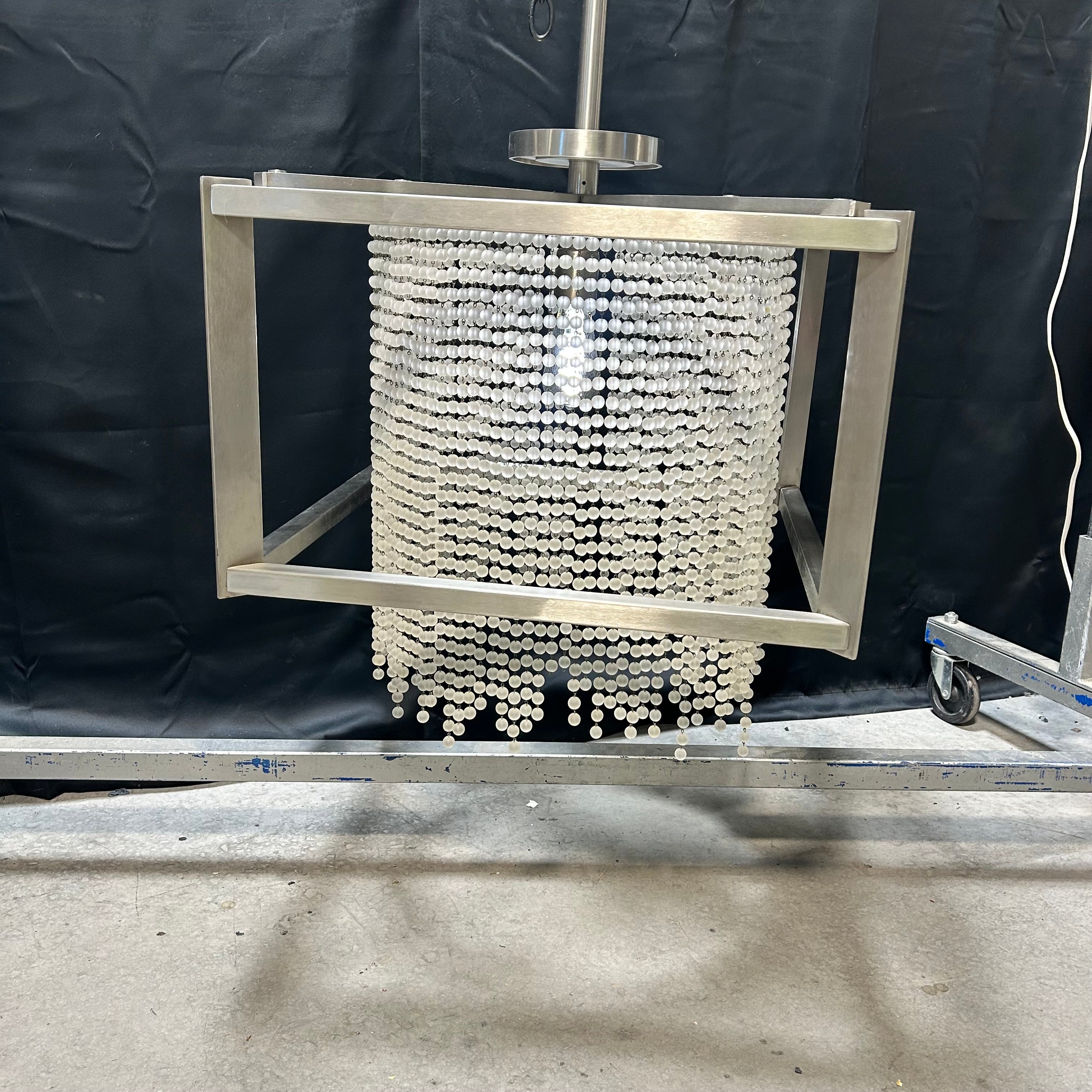 Raindrop Chandelier With Chrome Steel Frame 22.5"x22.5"x 50"