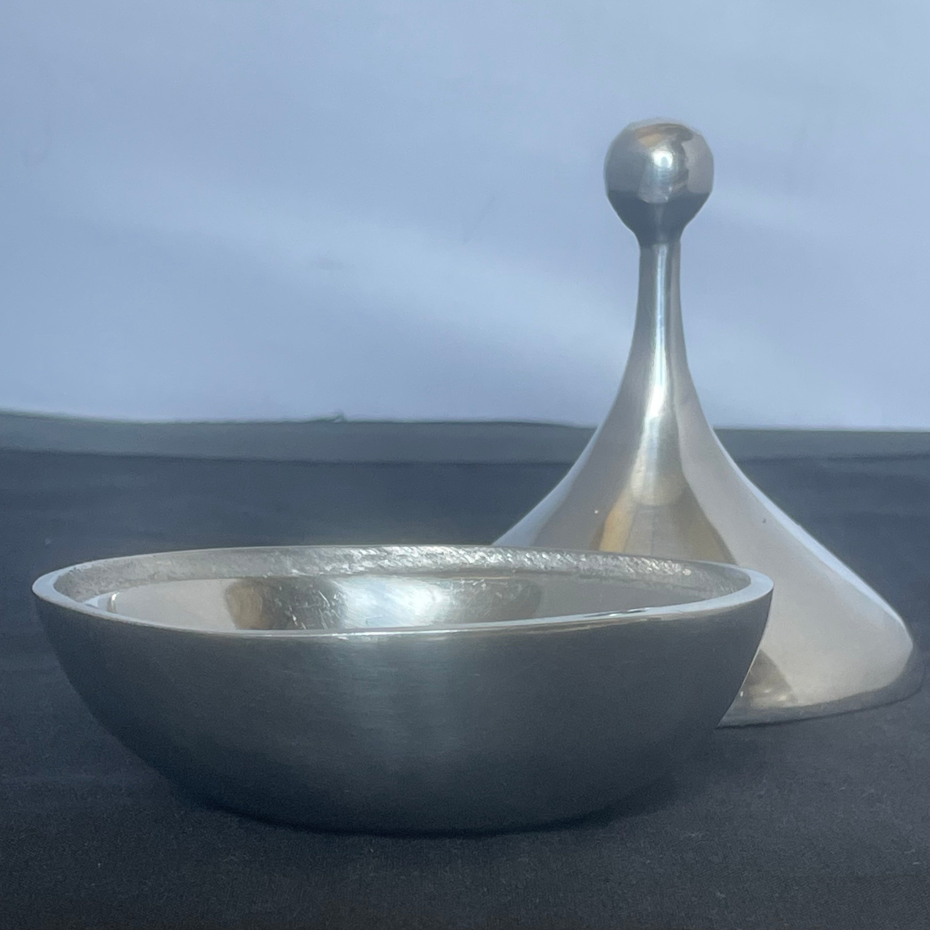 Nima Oberoi Lunares Polished Sand Cast Aluminum Covered Serveware Vessel, 4.5"x 5.5"