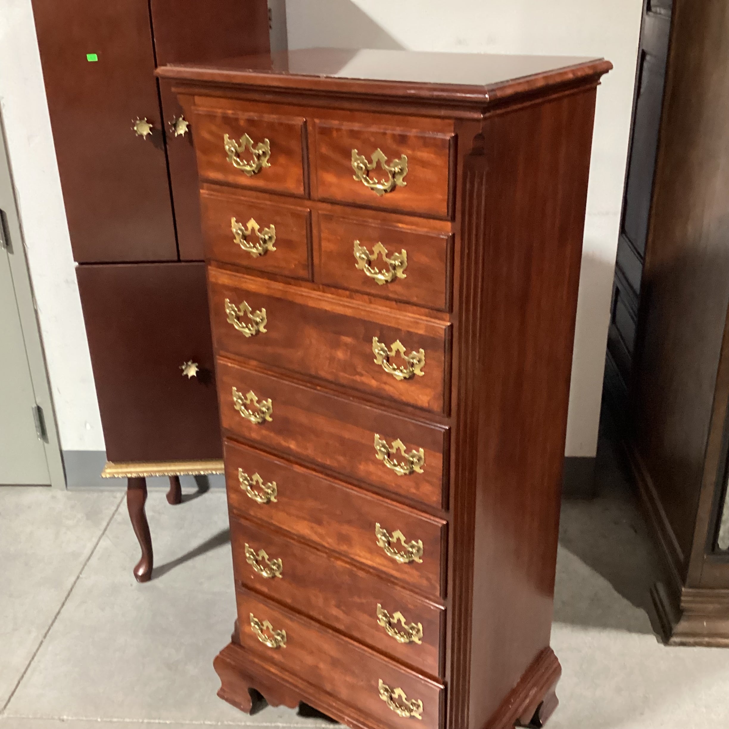 Lineage Mahogany Finish Wood 7 Drawer Chest 26"x 17"x 57"