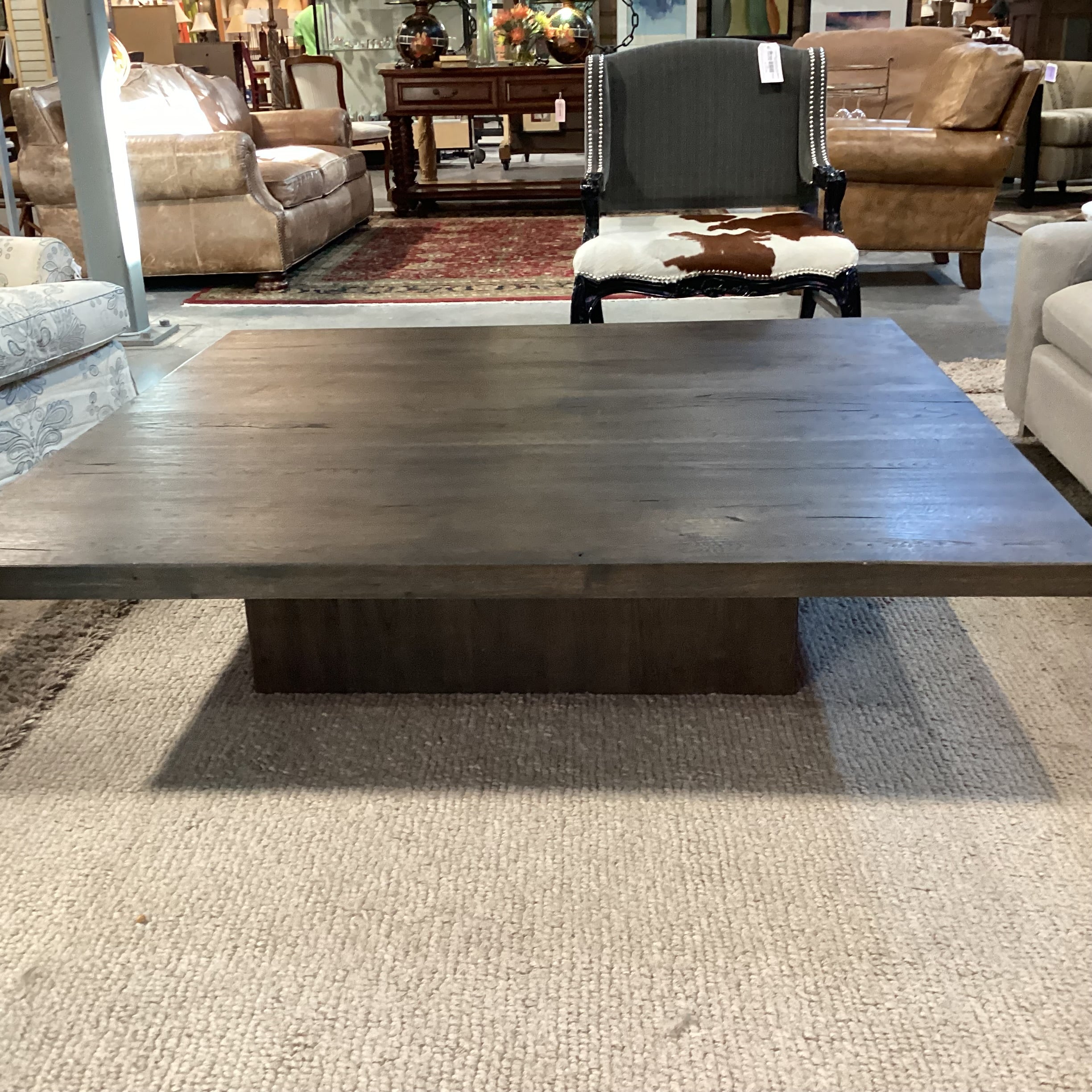 Restoration Hardware Reclaimed Finish Oak Plinth Square Coffee Table 60"x 60"x 14"