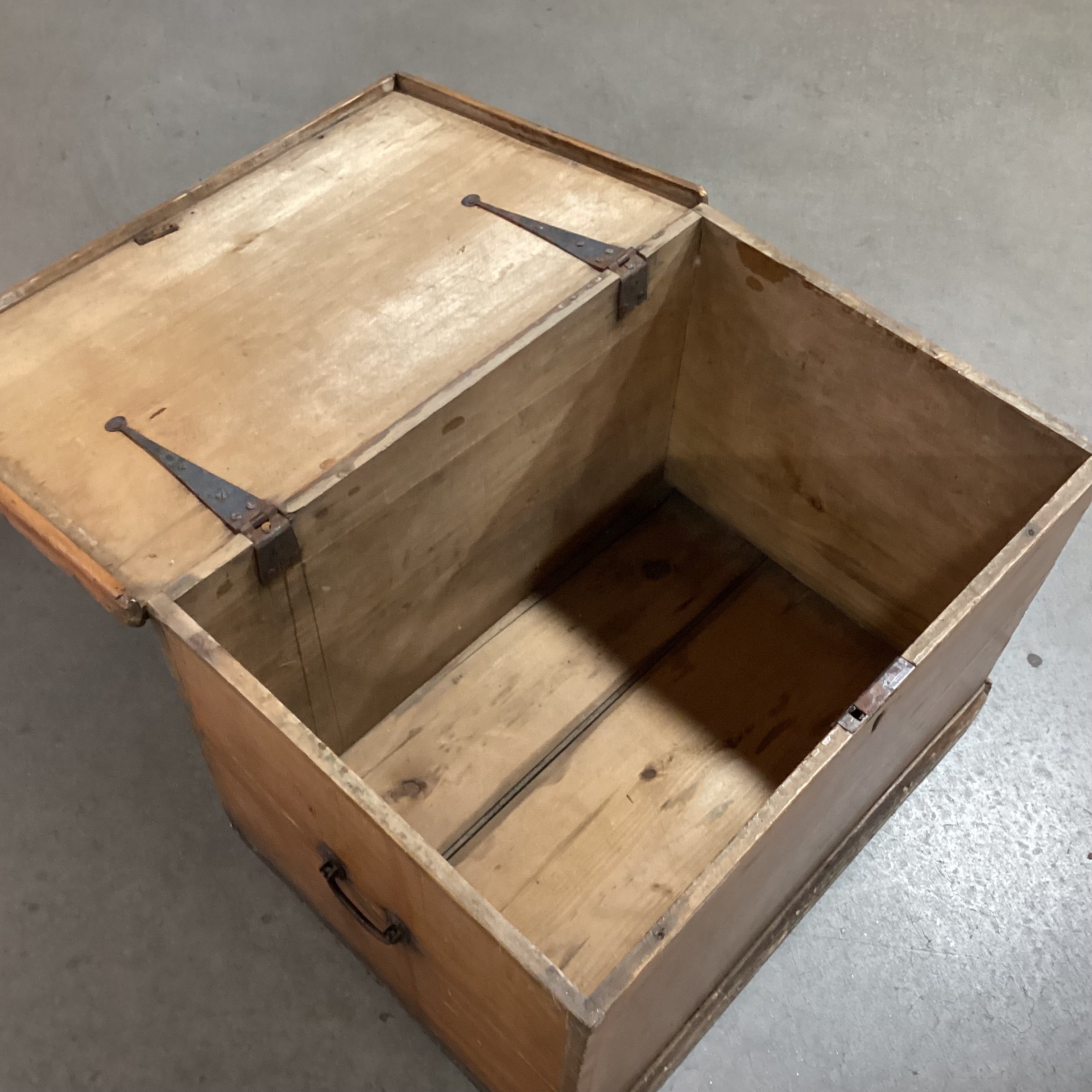 Antique Wood with Iron Handles Small Trunk 27"x 18"x 17"