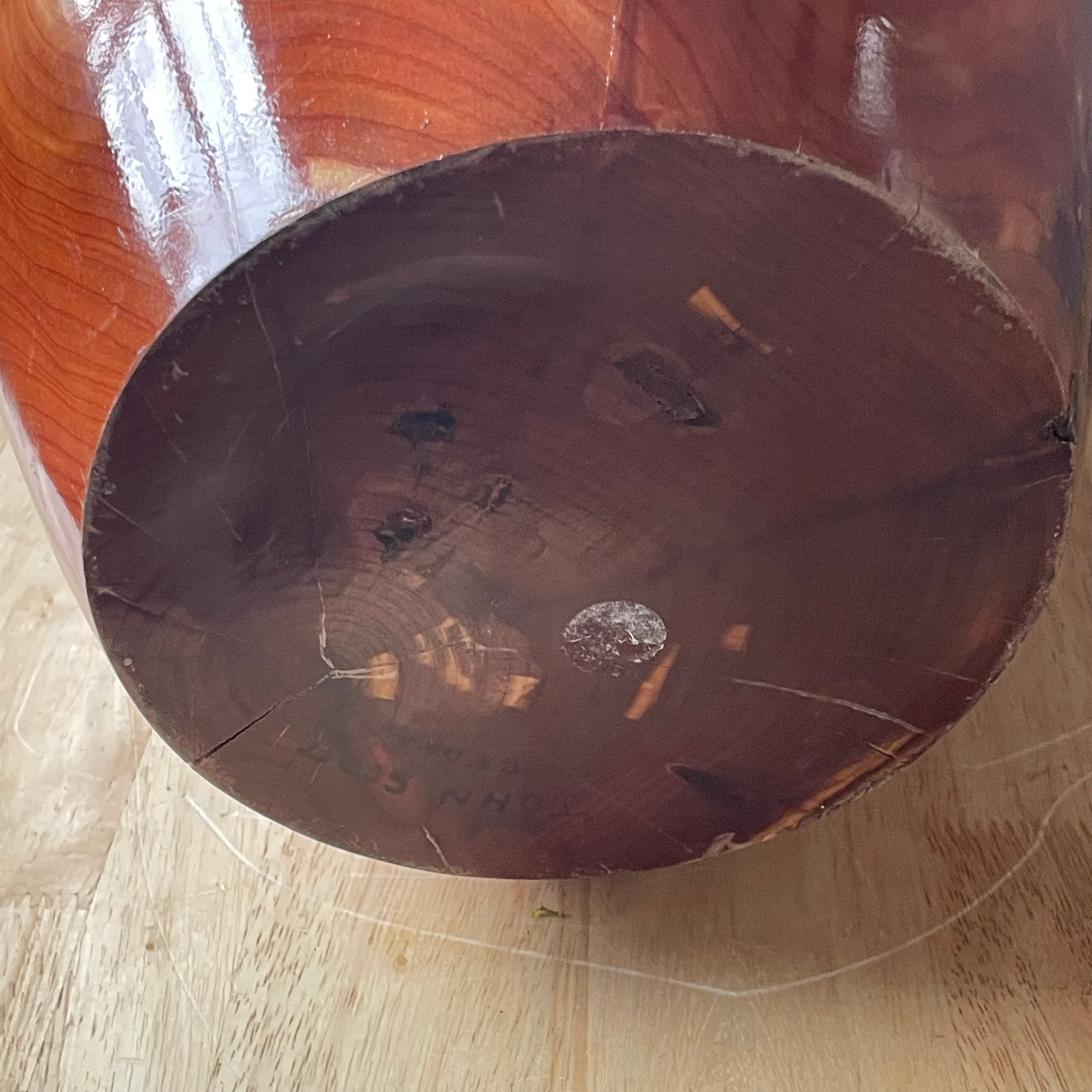John Scott, Colorado Artist Hand-Turned Burl Wood Vase, 12"x 21"