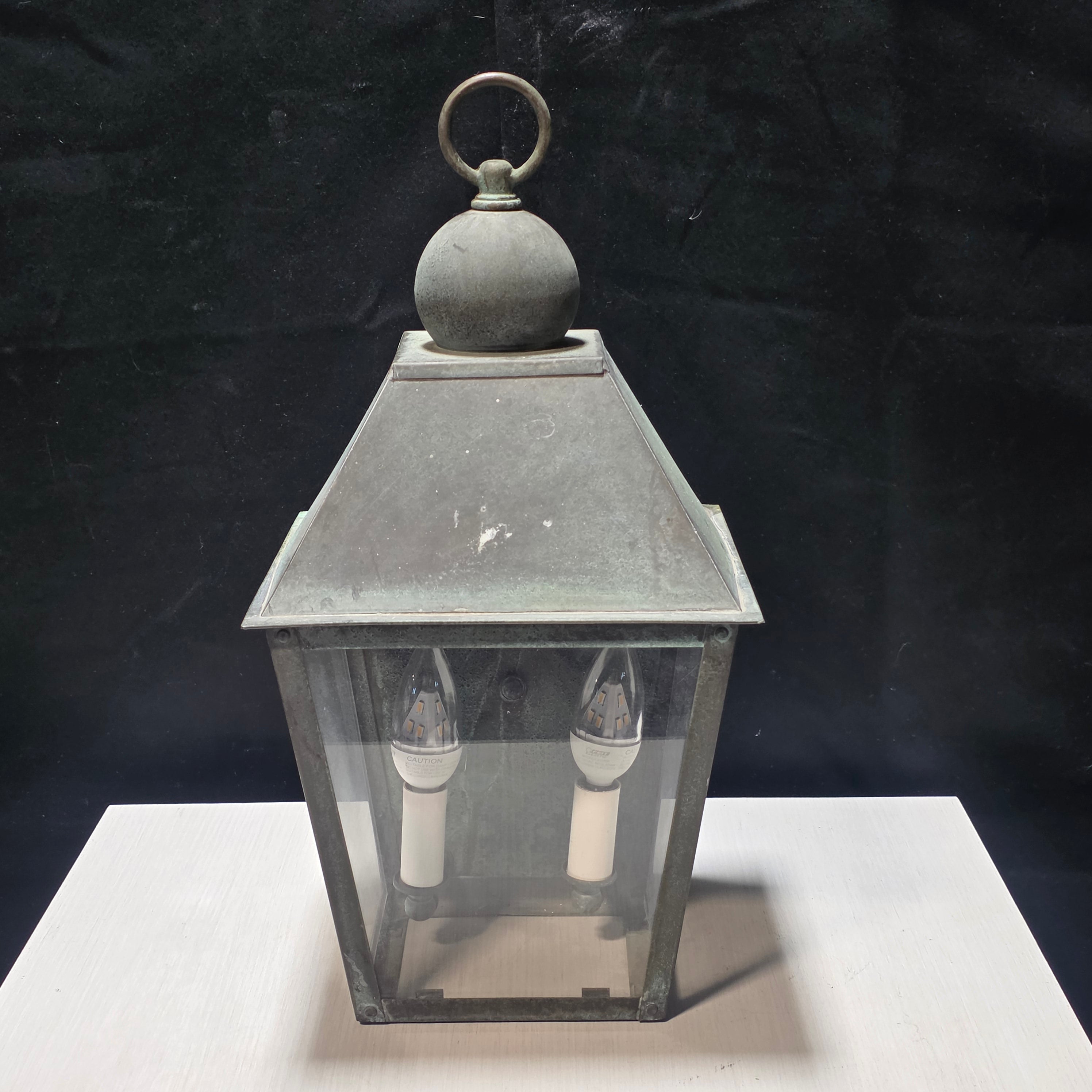 Vintage Copper Outdoor Double Light Lantern 9"x10"x18"