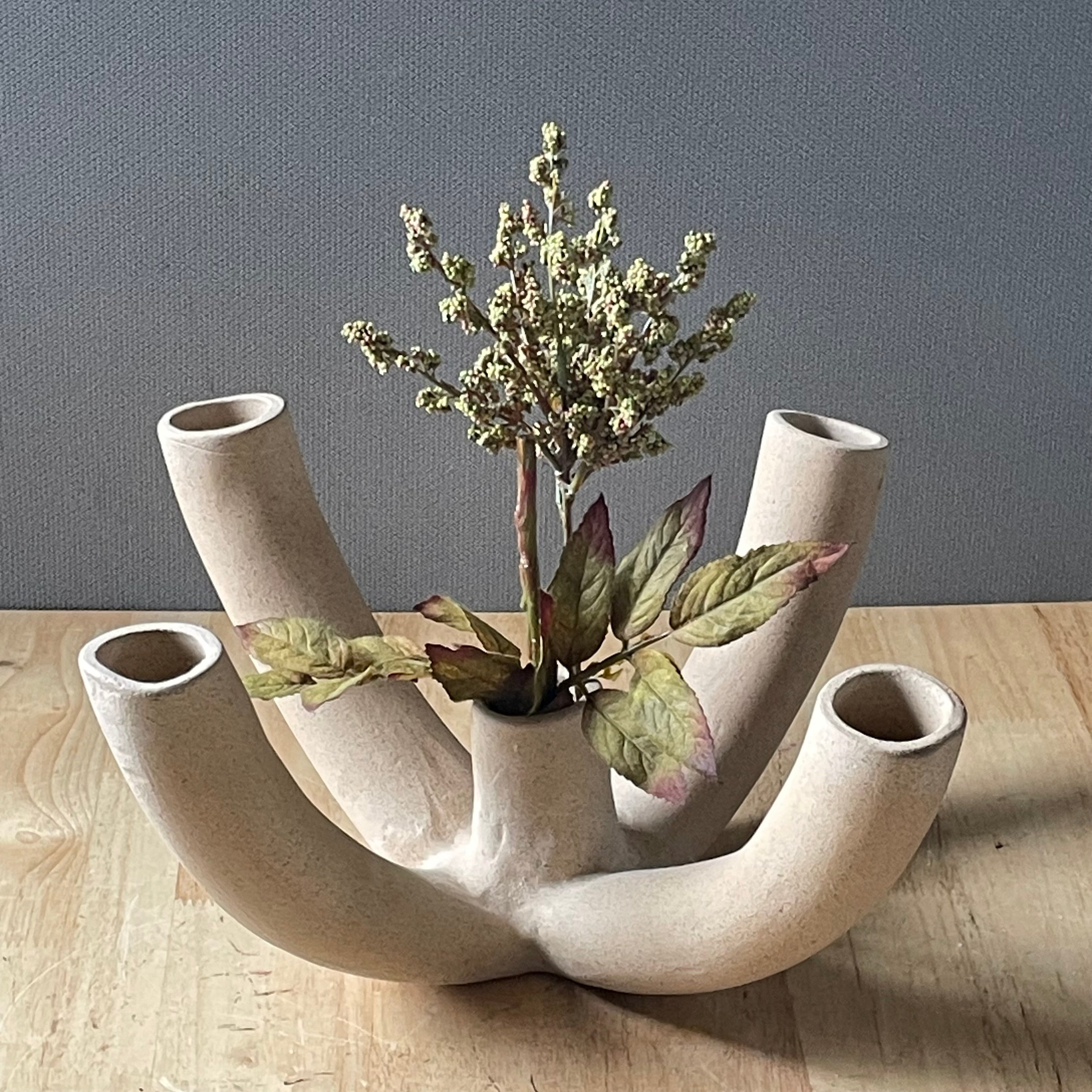 Vintage Modern SIN Ceramic Venule 5-Way Vase/Candle Holder, 13.25"x  6"