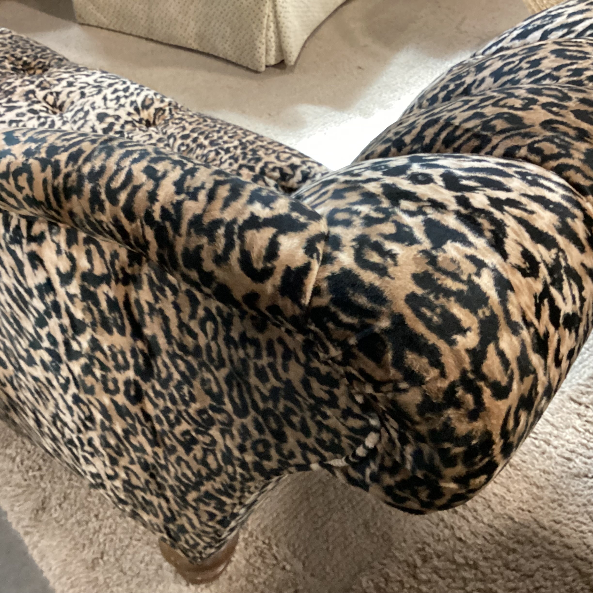 Animal Print Button Tufted Chaise Sofa 72"x 30"x 32"