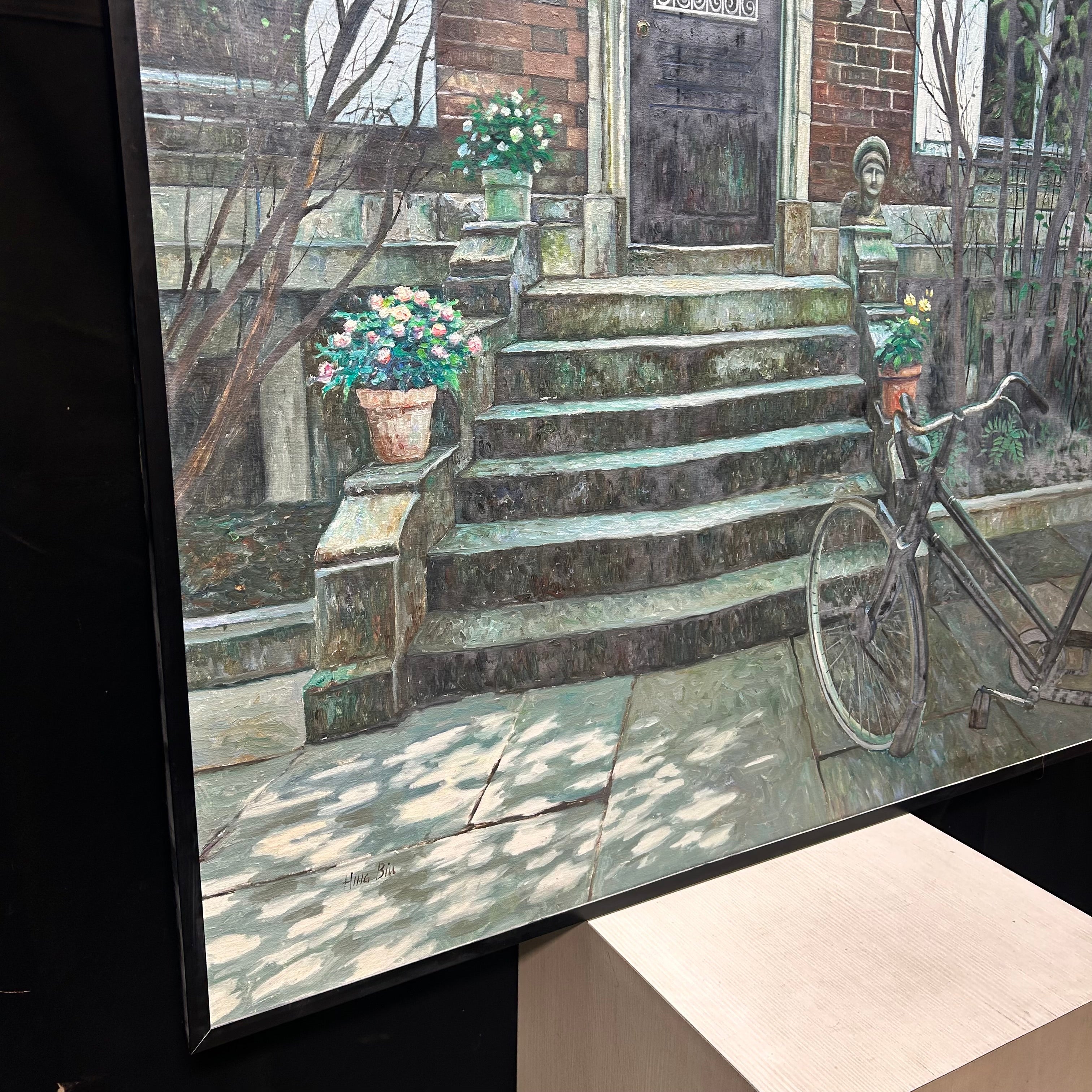 Hing Biu Original Oil On Canvas "Facade" 53"x 64.5"