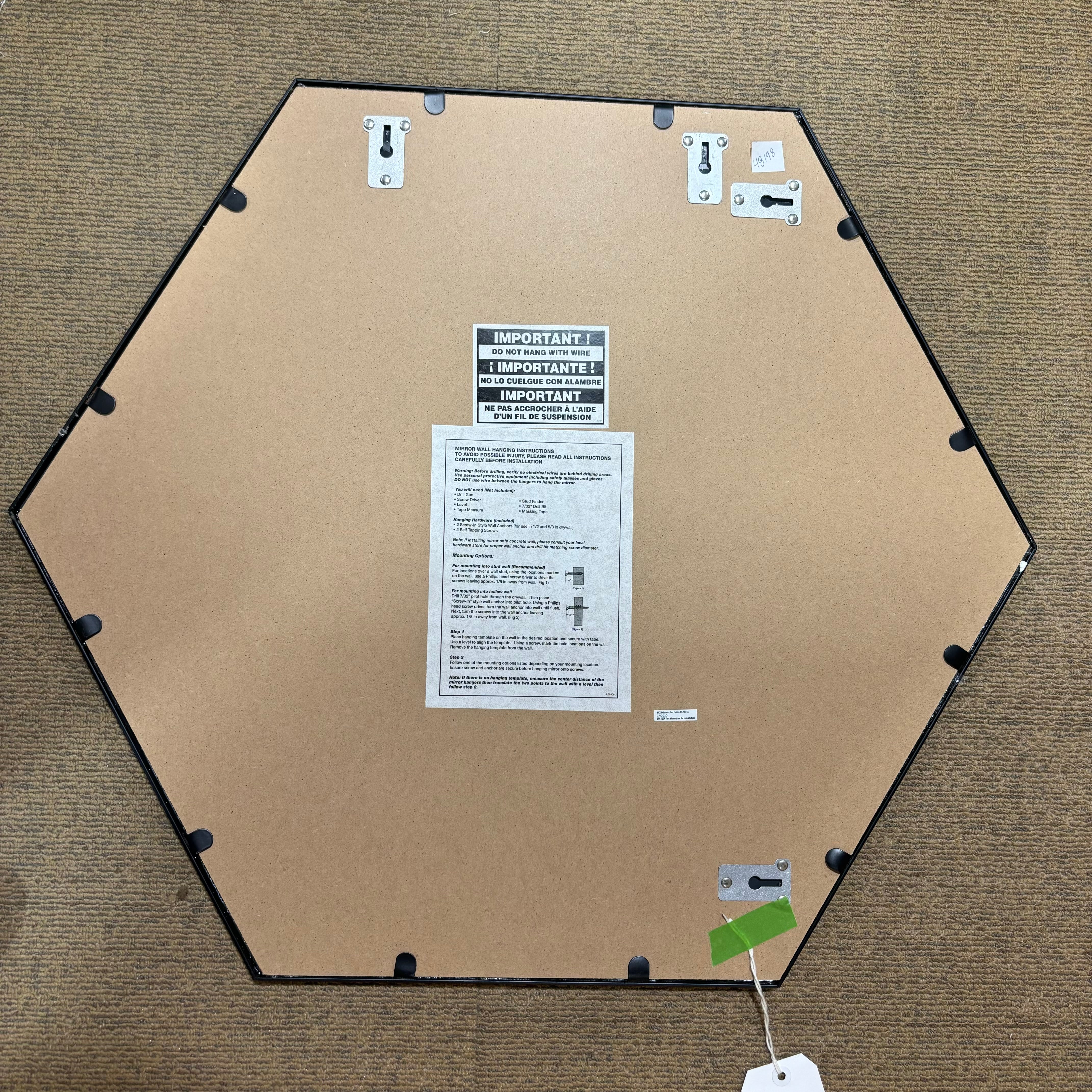 Black Framed Hexagonal Mirror 30"x 26"