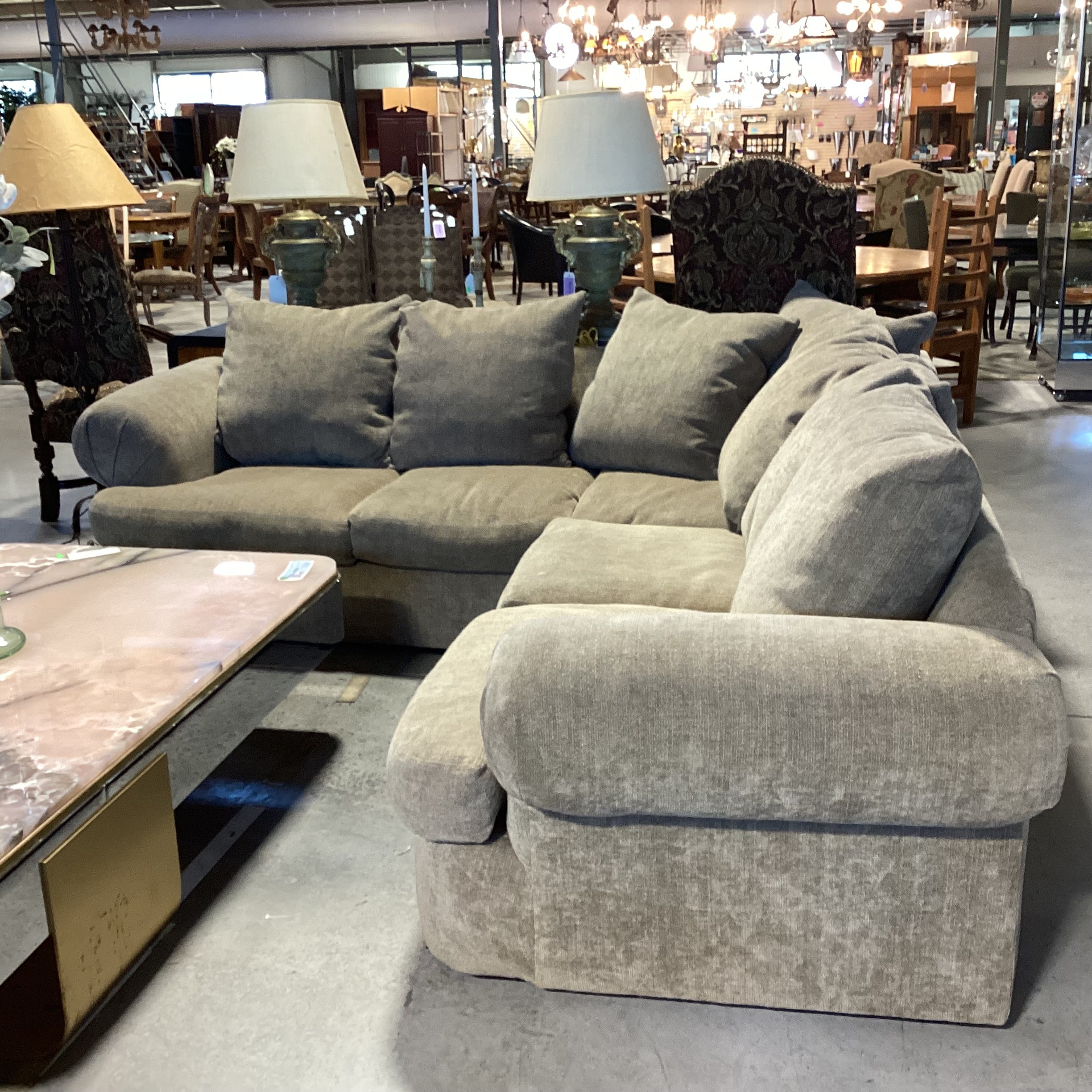 Sage Chenille Woven Down Mix 2 Piece Sectional 102"x 102"x 42"x 30"