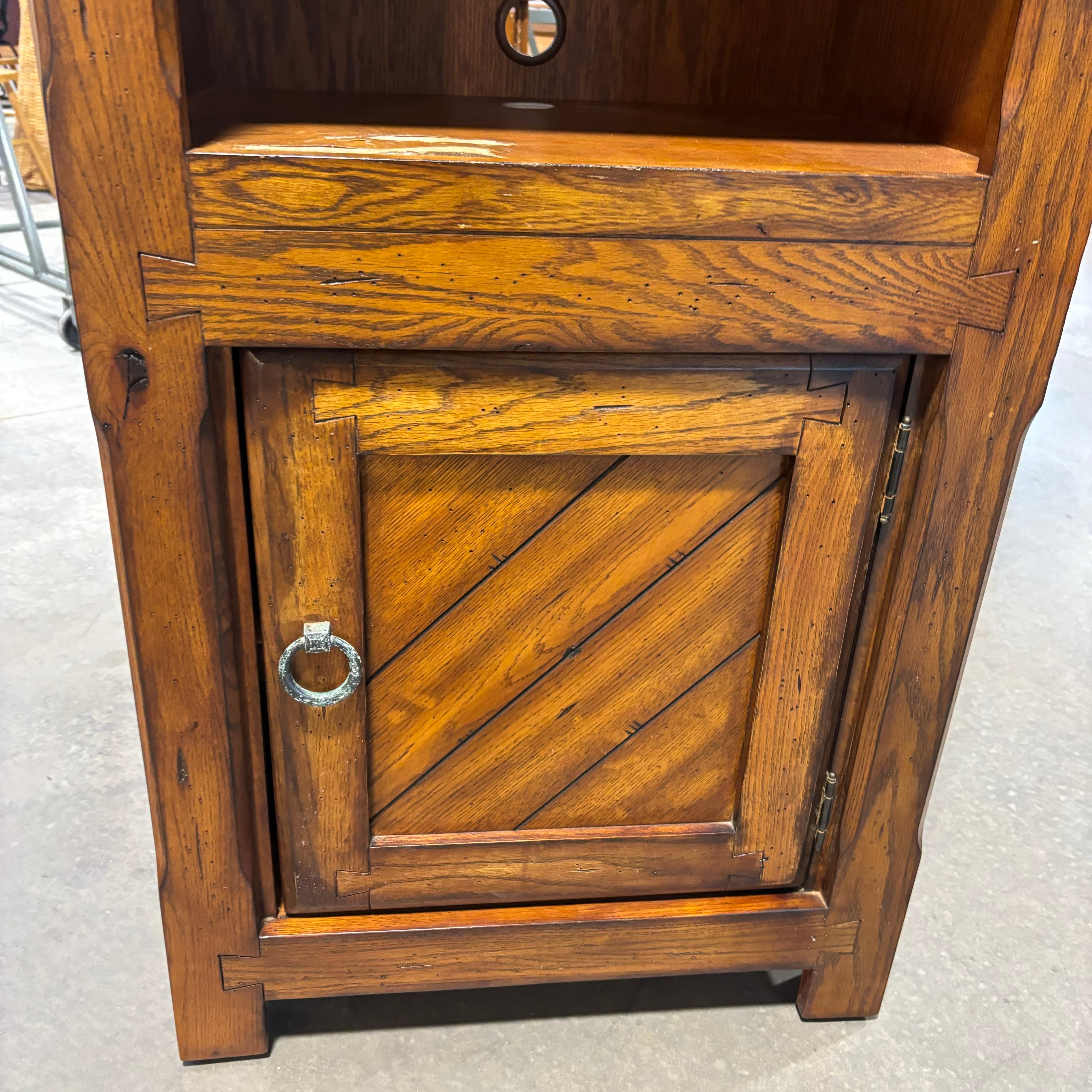 Dark Finish Wood Rustic Style with 2 Wood & Glass Doors Display Bookcase 26.5"x 18"x 77"