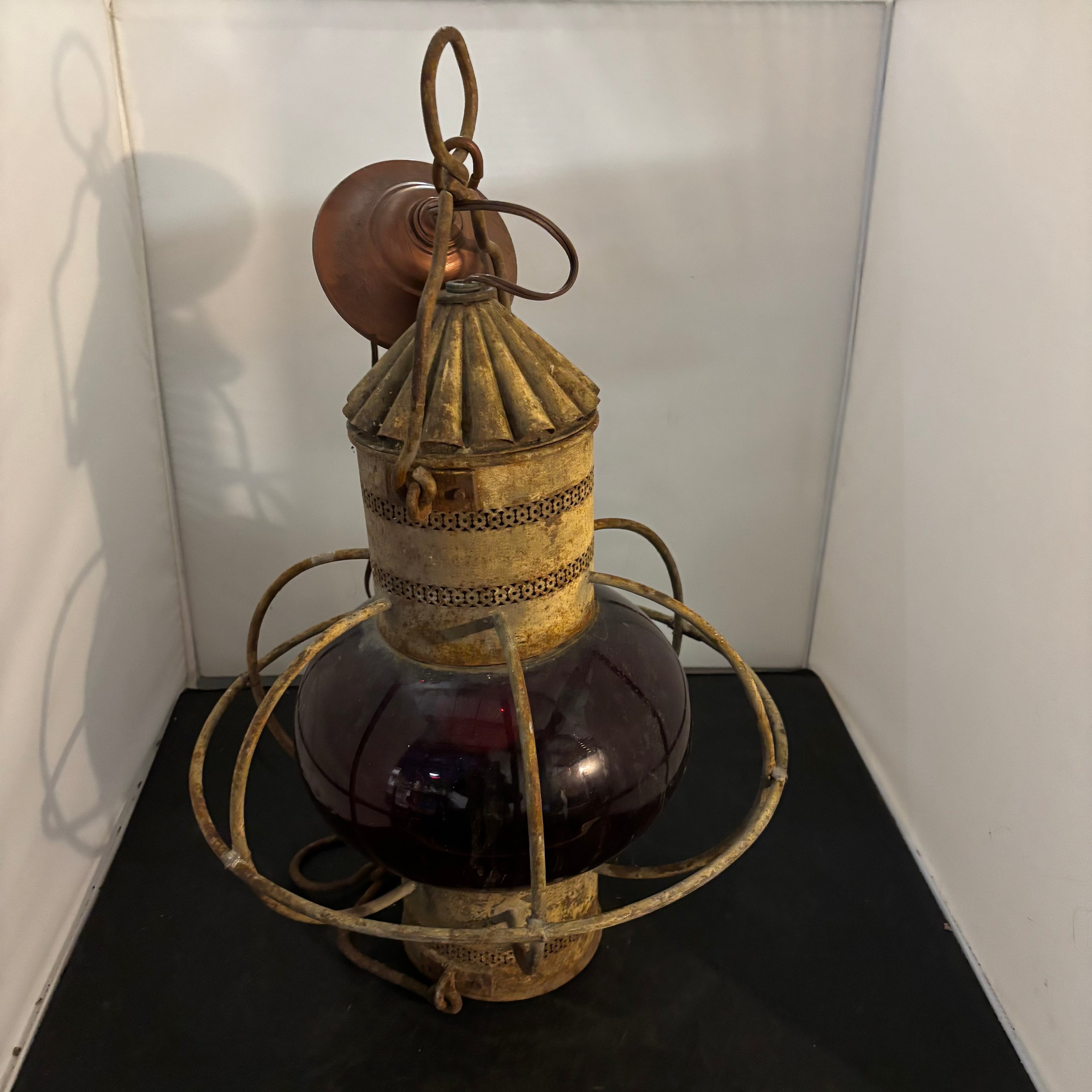 Vintage Red Onion Ships Lantern, 14" x 18"
