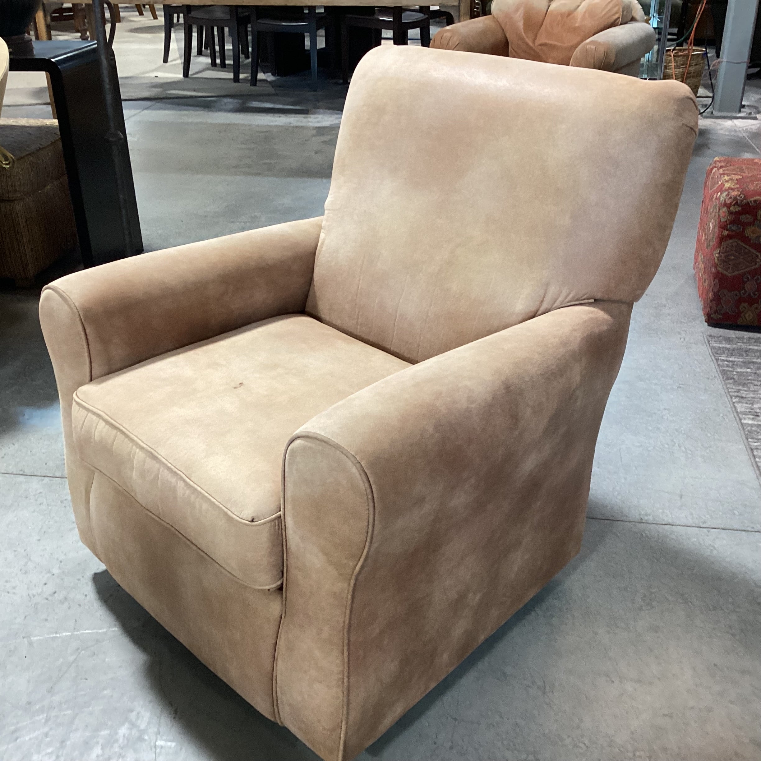 Best Chairs Tan Micro Suede Swivel Rock Chair 35"x 33"x 38"
