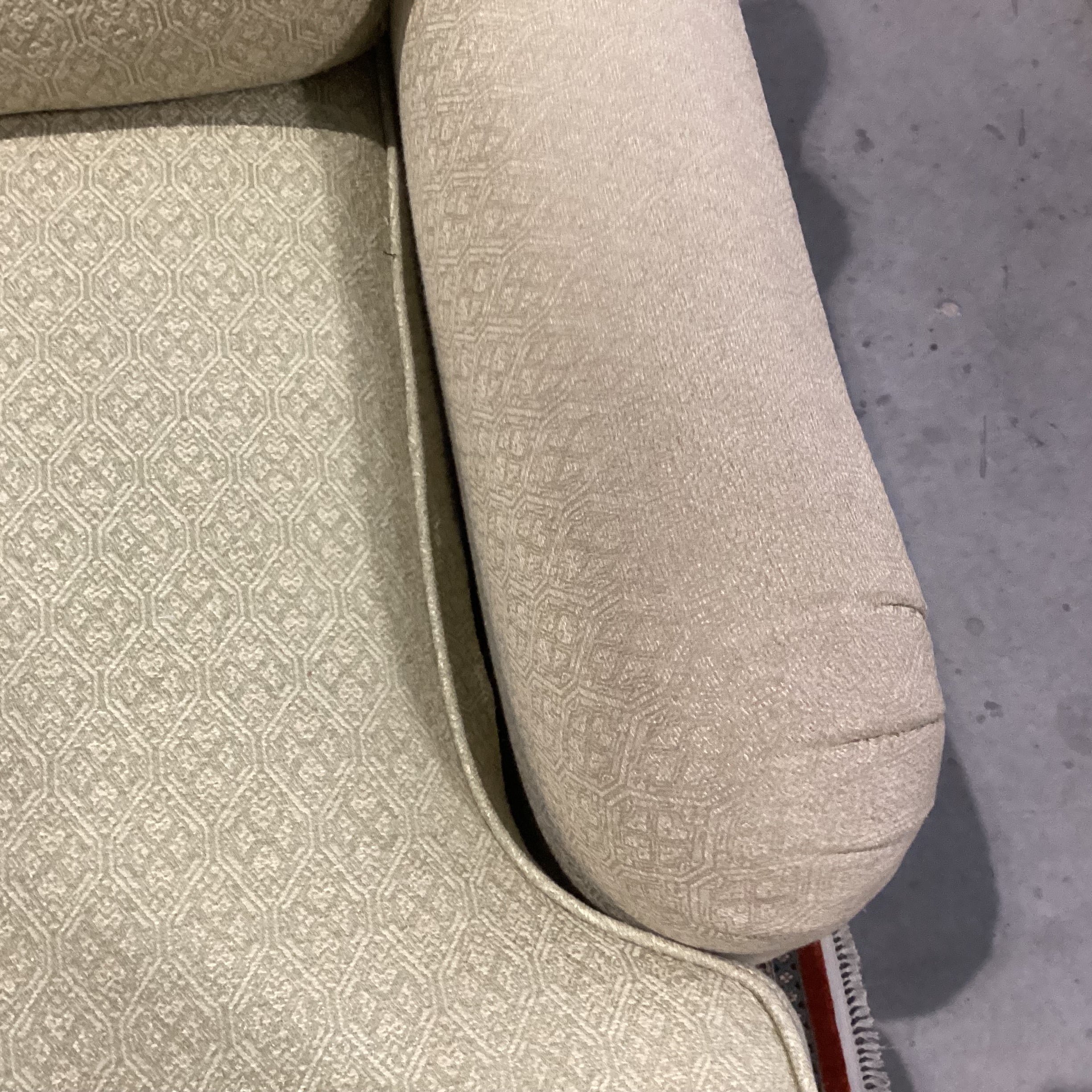 Vintage Avery Boardman Green & Gold Textured Pattern 4 Seat Sofa 108"x 40"x 32"