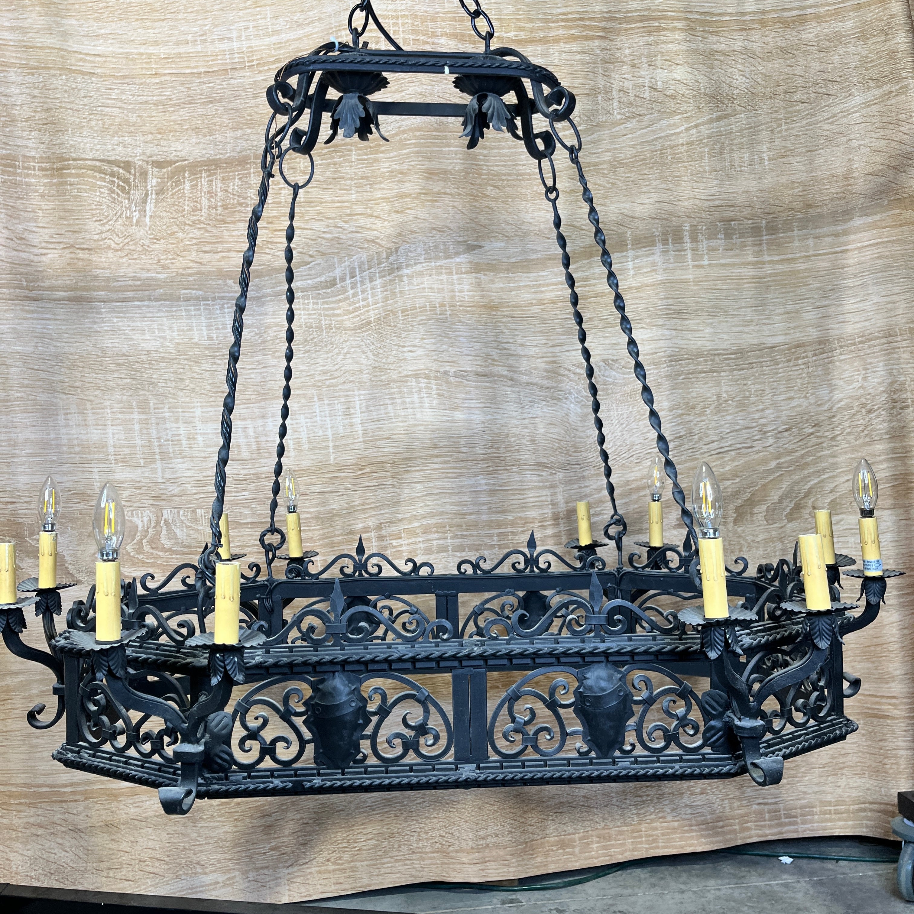 Arte De Mexico Silao 12-Light Spanish Style Ornate Wrought Iron Candelabra Chandelier 48"x 30"x 38"