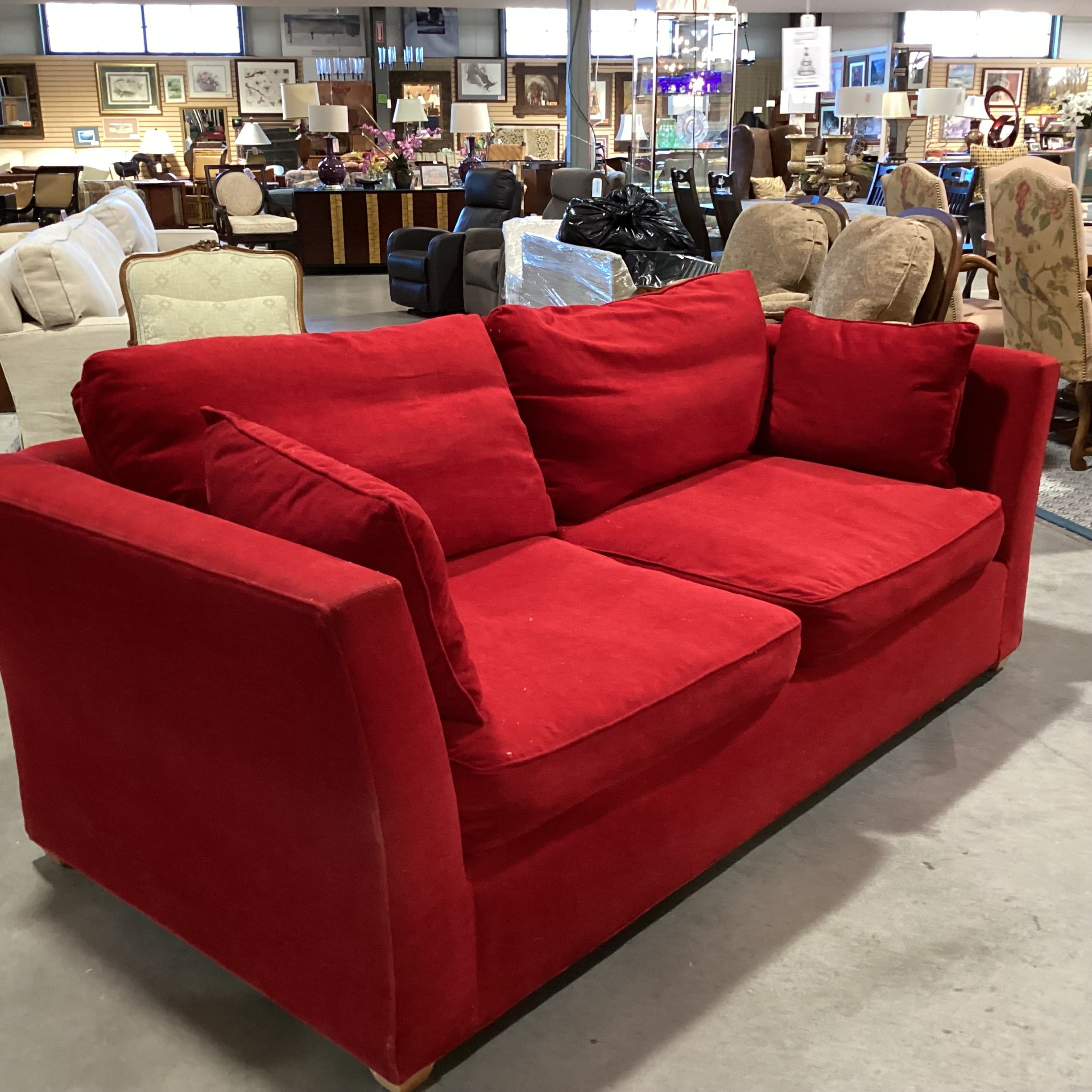 Red Woven & Down Mix Sofa 88"x 41"x 31"